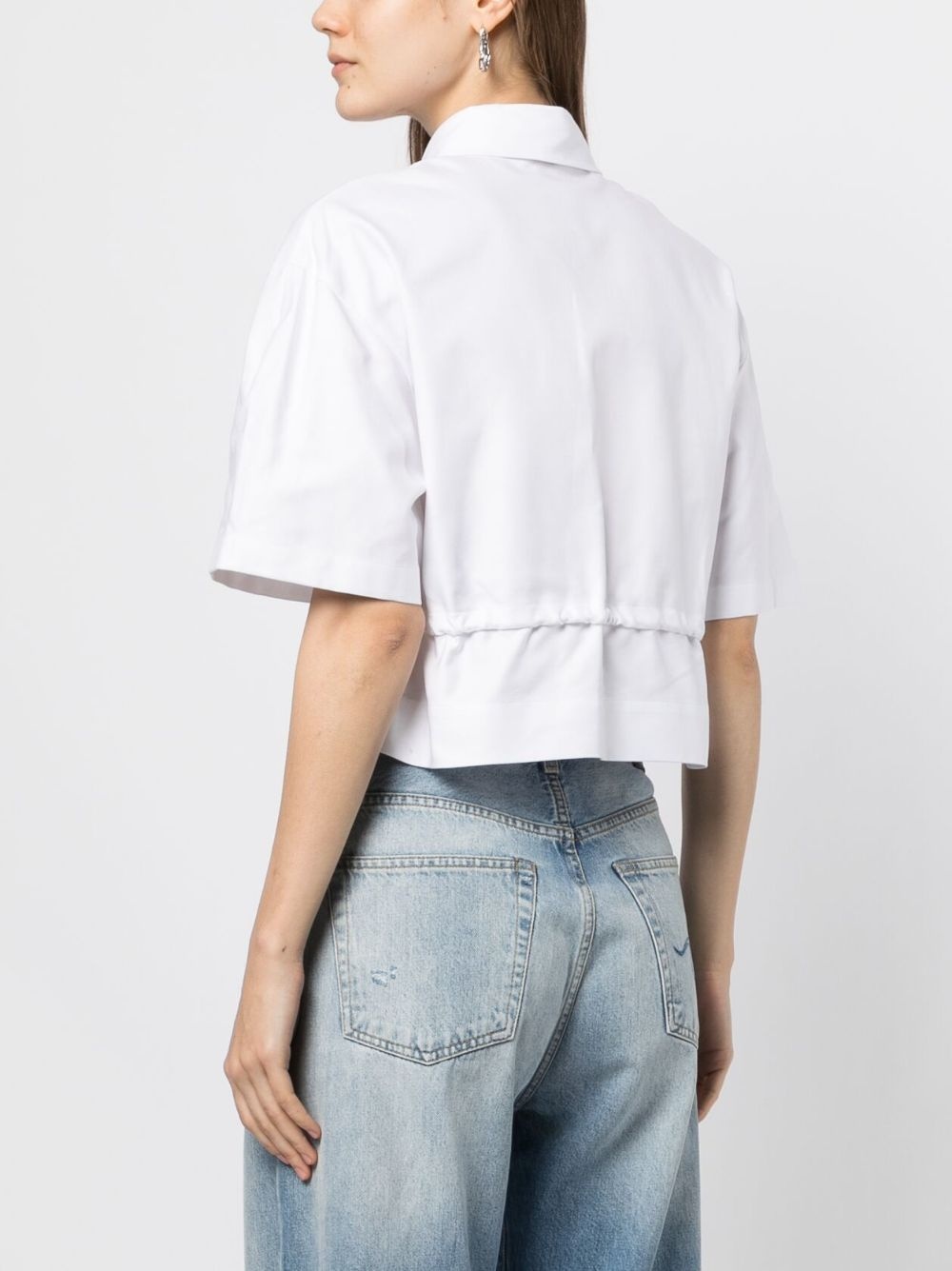 drawstring short-sleeve cotton shirt - 4