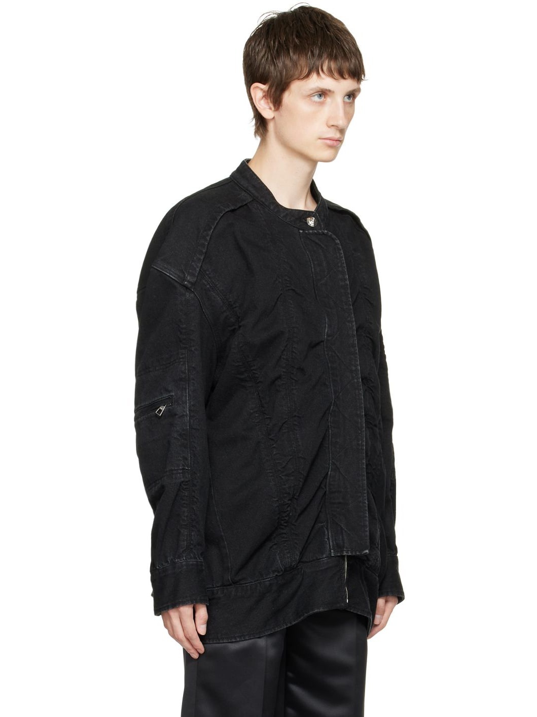 Black Bomber Denim Jacket - 2