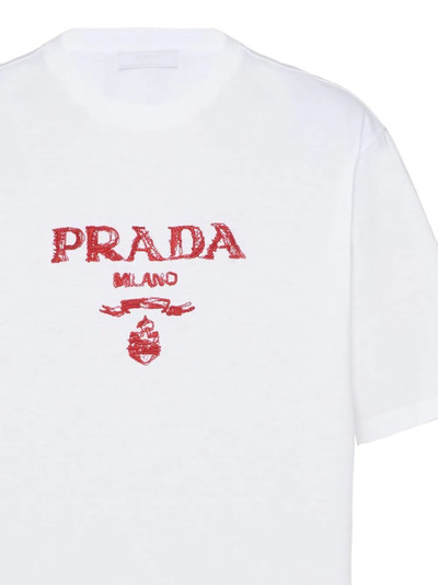 Prada embroidered logo short-sleeve T-shirt outlook