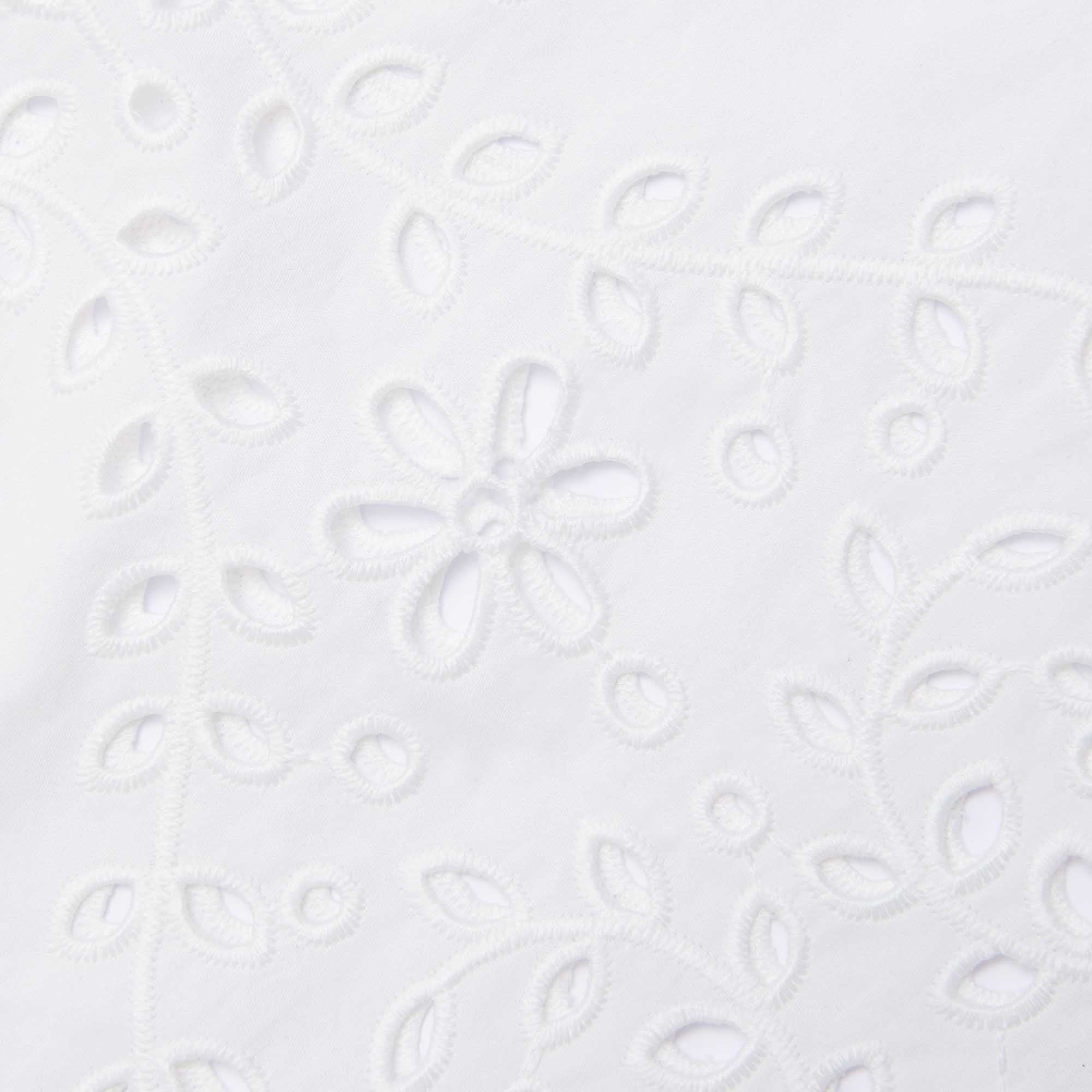 White Cotton Embroidered Top - 5