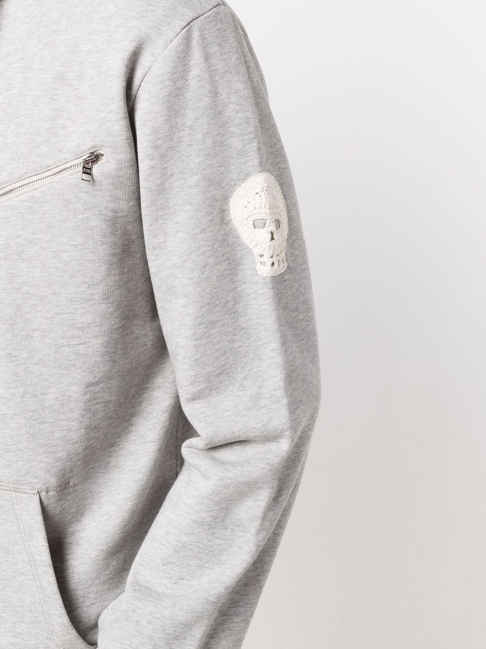 skull-patch zip-detail hoodie - 5