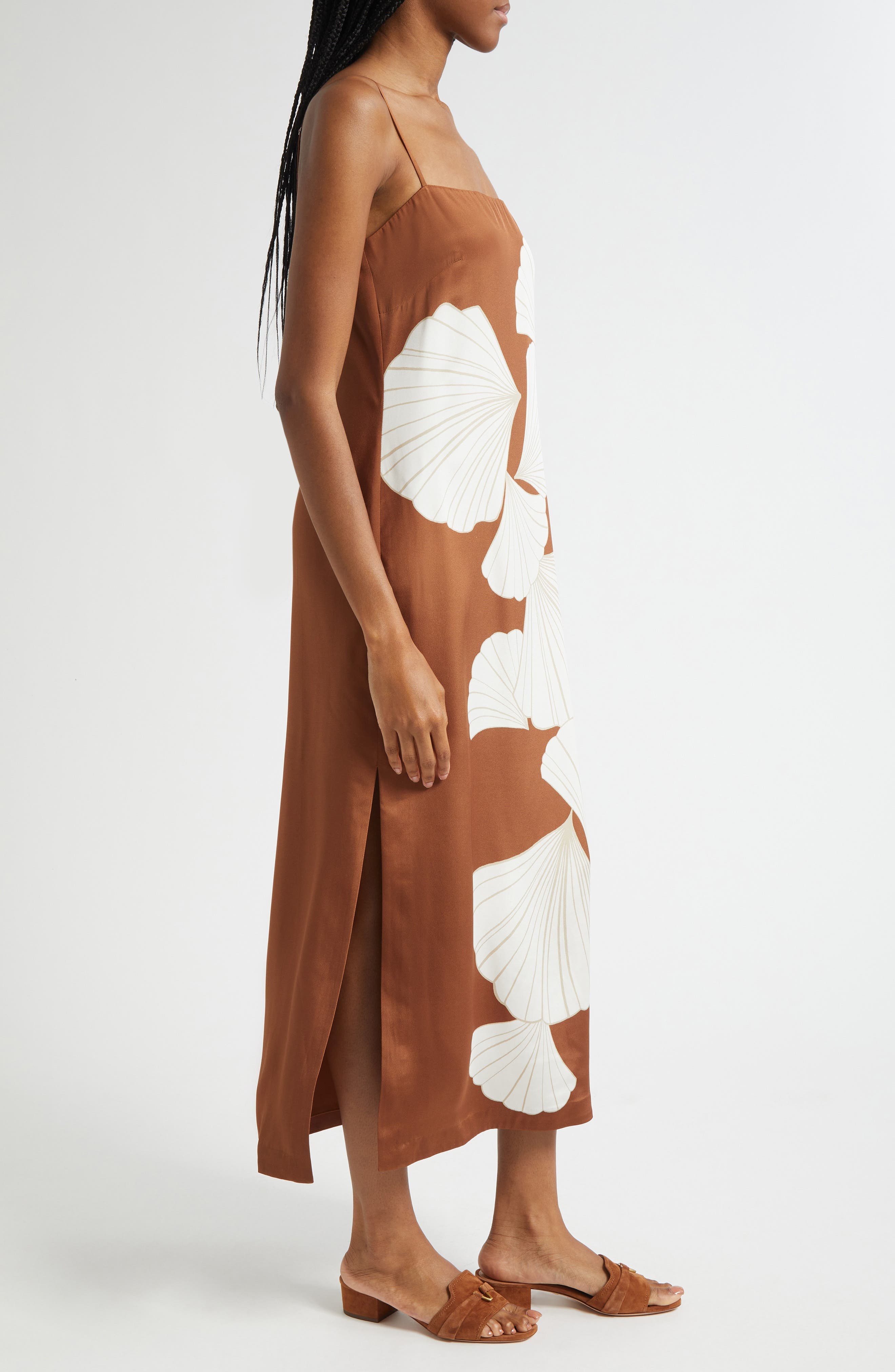 Veronica Beard Petra Print Silk Blend Satin Slipdress in Whisky Multi at Nordstrom - 3