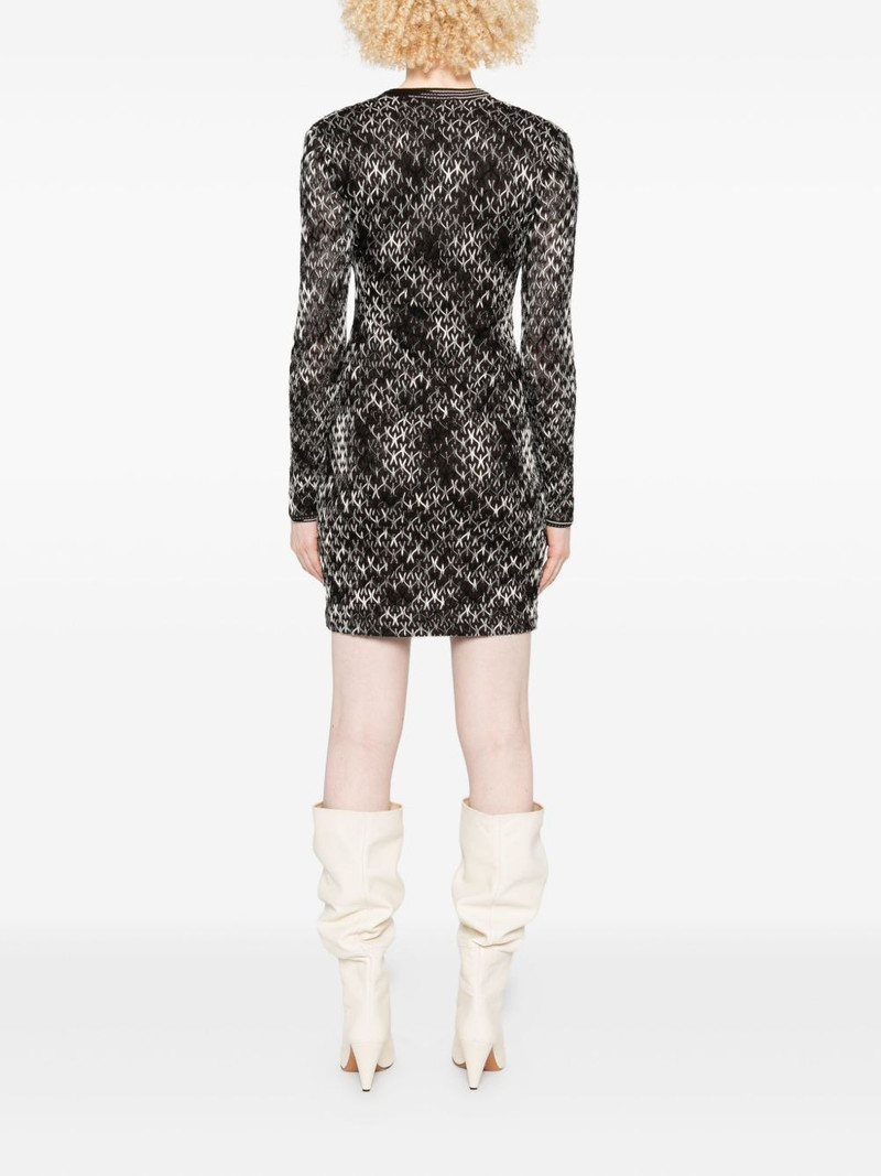 geometric-pattern V-neck dress 4