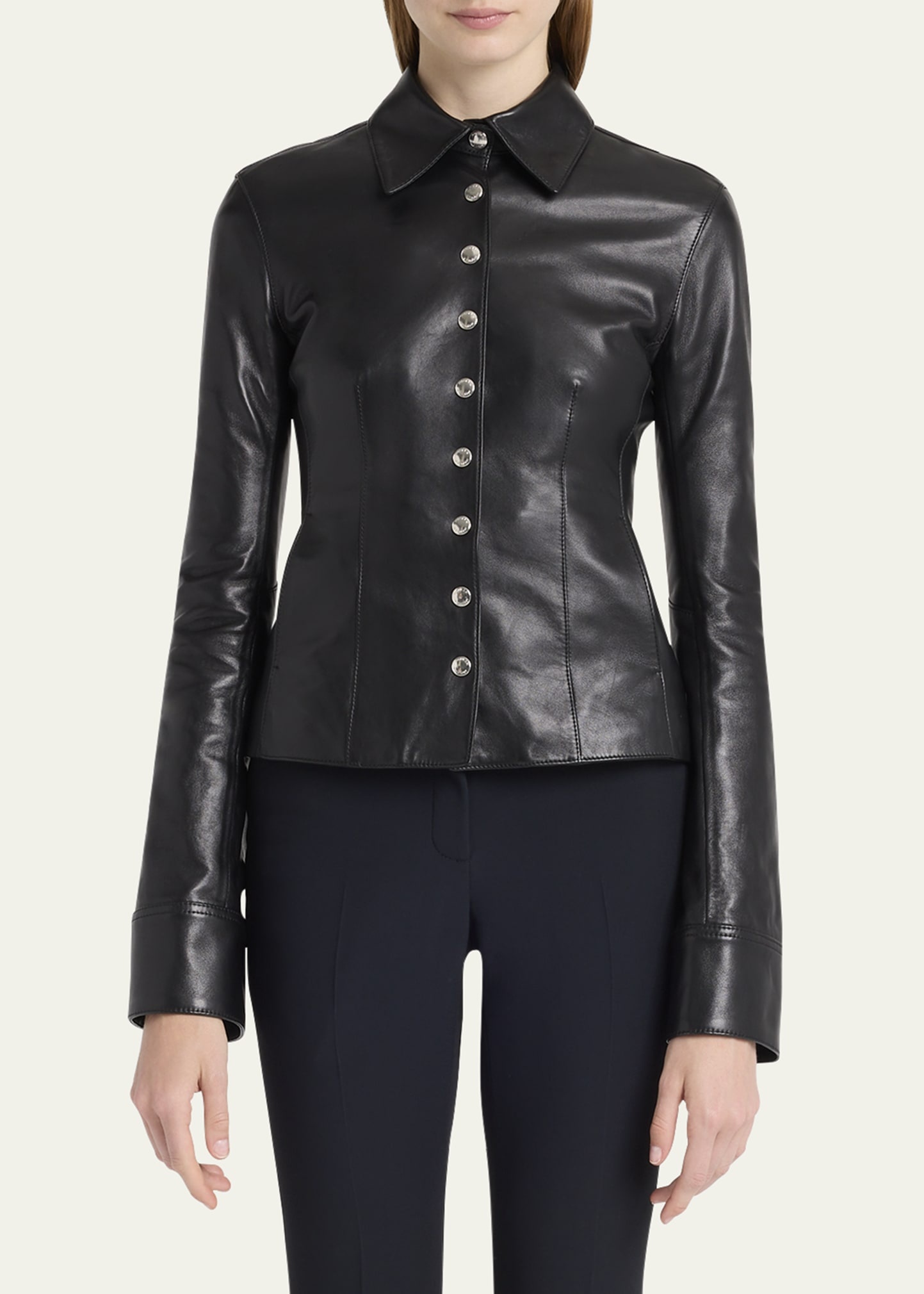 Leather Button-Down Top - 4
