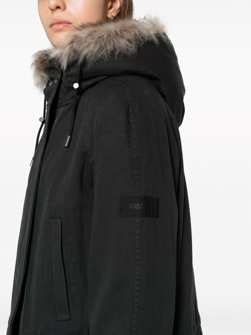 shearling-trim gabardine parka - 5