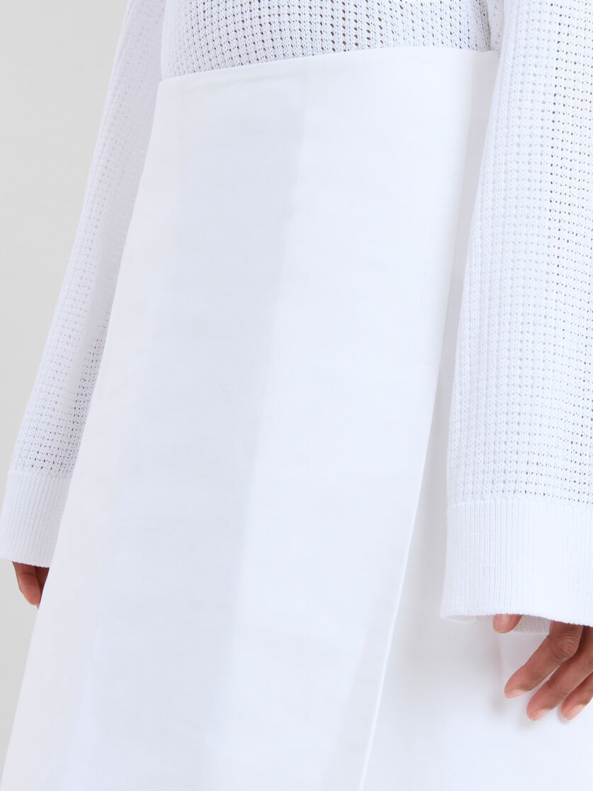 WHITE CADY MIDI SKIRT WITH MAXI PLEATS - 4
