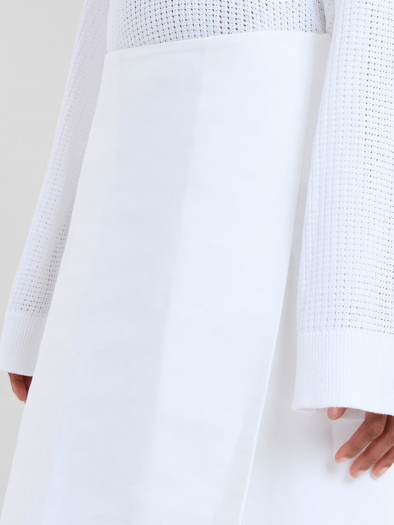 WHITE CADY MIDI SKIRT WITH MAXI PLEATS 4