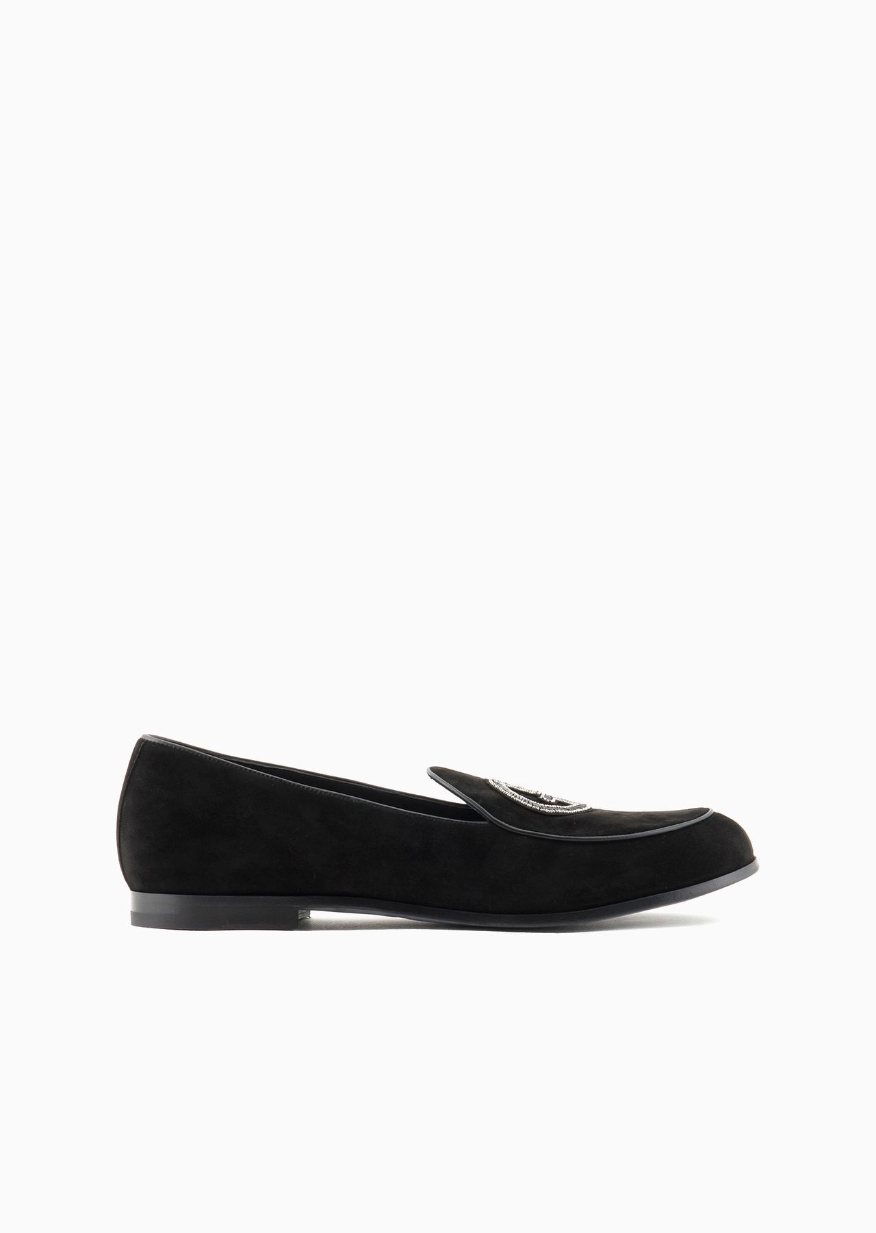 Suede loafers with embroidered logo - 1