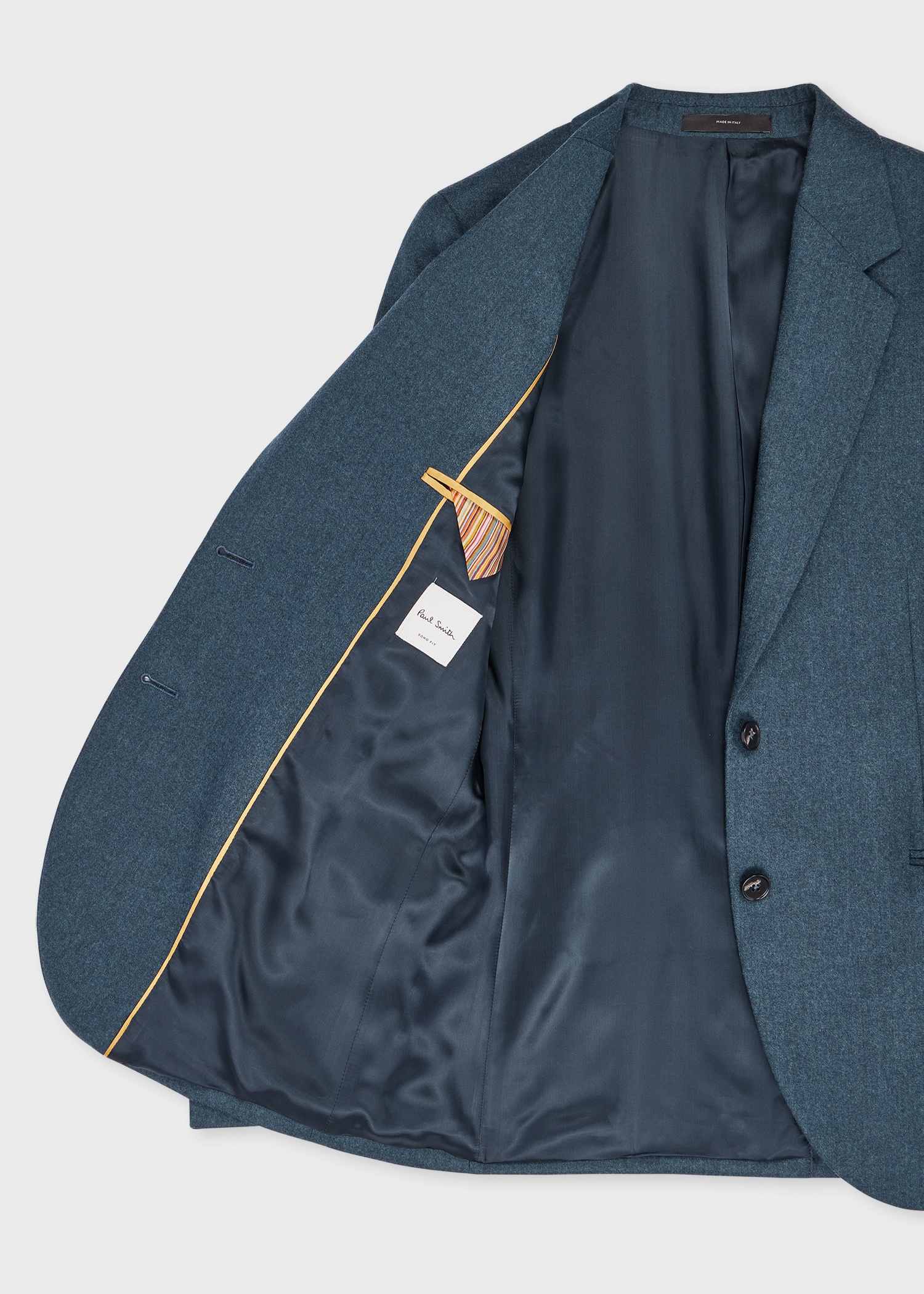 Women's Teal Wool-Cashmere Flannel Two-Button Blazer - 4
