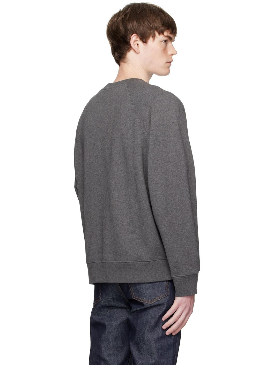 Gray Bold Fox Head Patch Oversize Sweatshirt - 3