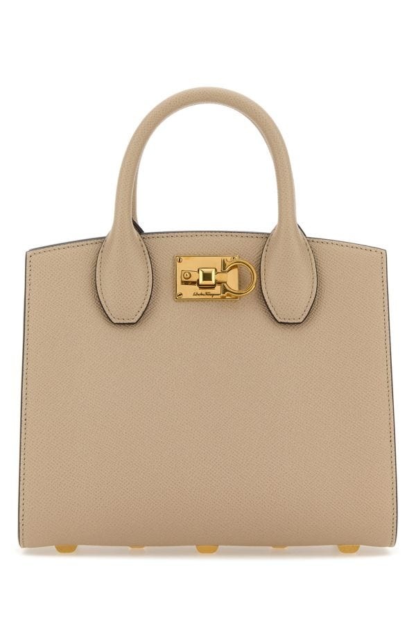 ハンドバッグ SALVATORE FERRAGAMO CAPPUCCINO SMALL STUDIO BOX HANDBAG FERRAGAMO Cappuccino leather small Studio Box handbag