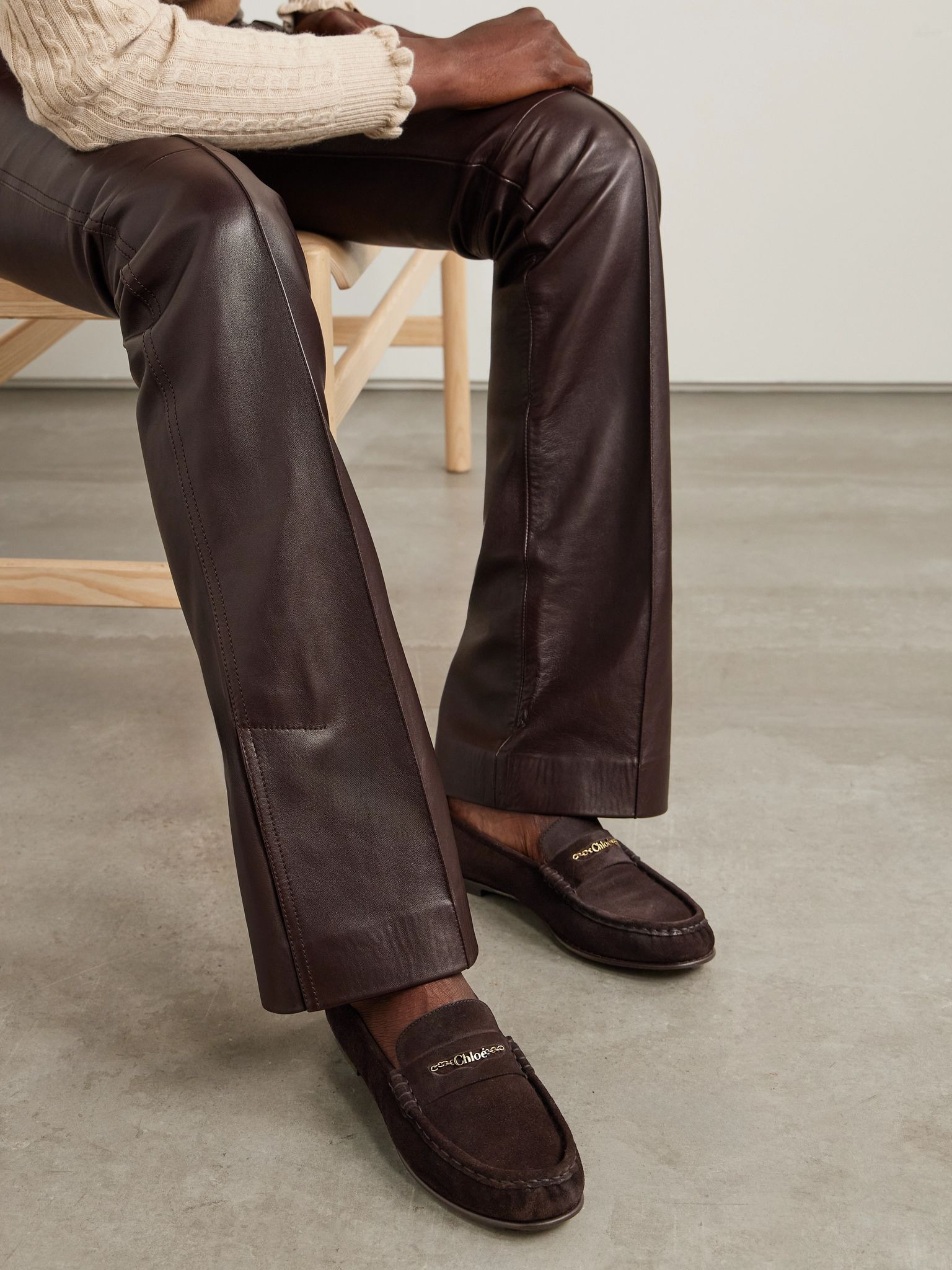 Embellished suede loafers Dark brown - 2