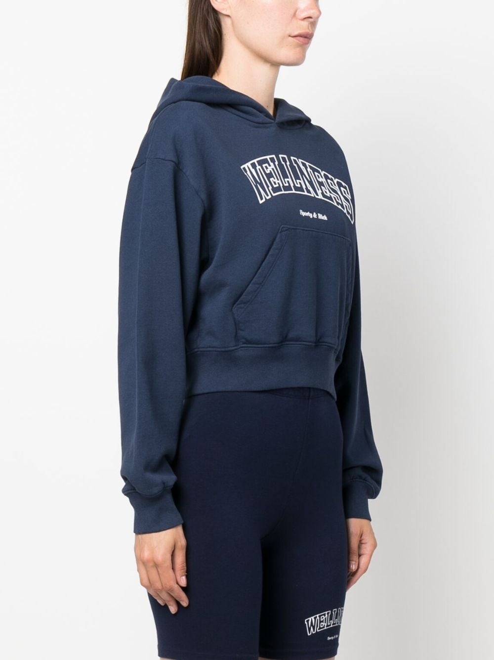 logo-print cropped cotton hoodie - 3