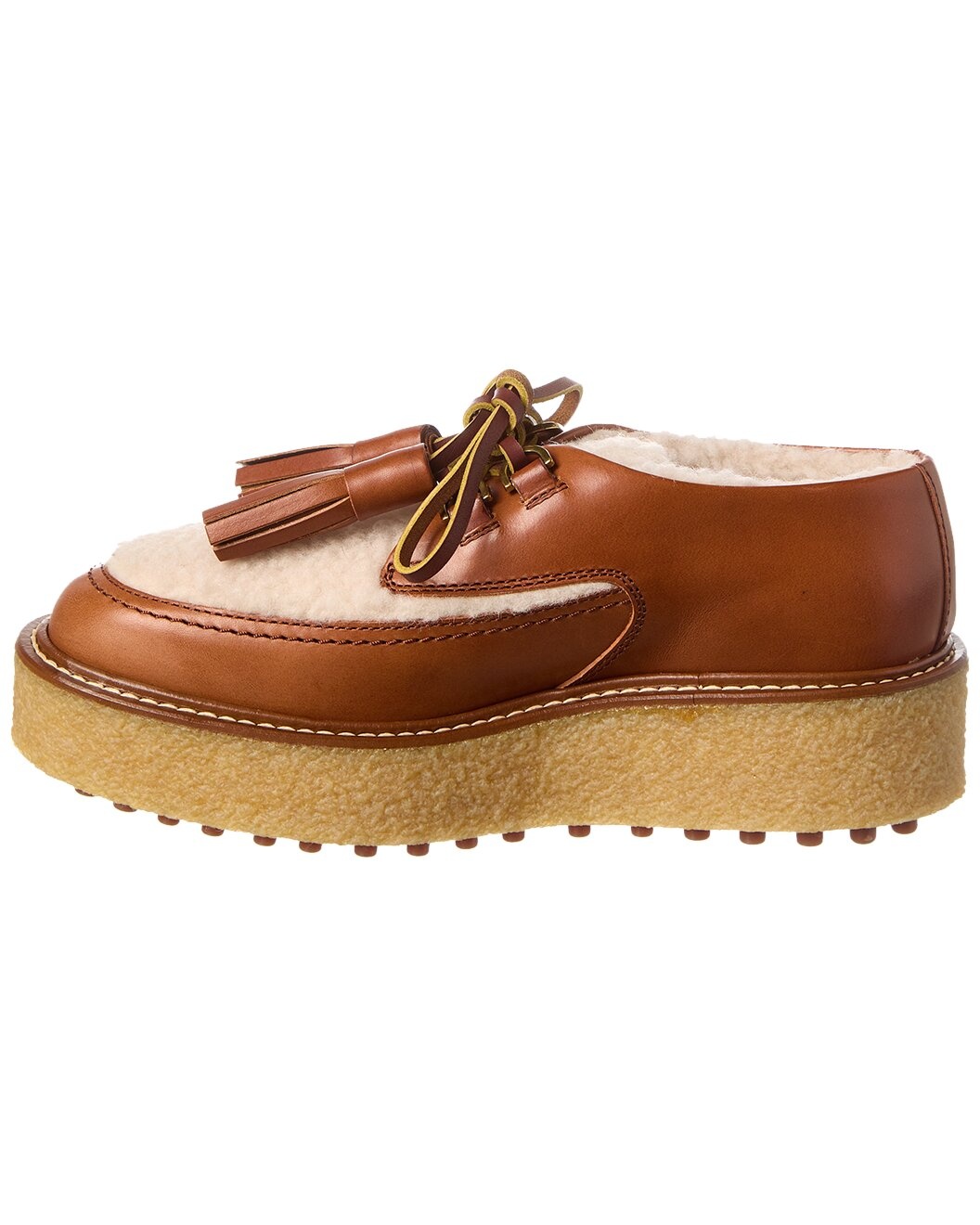 TOD’s Leather & Shearling Platform Loafer - 2