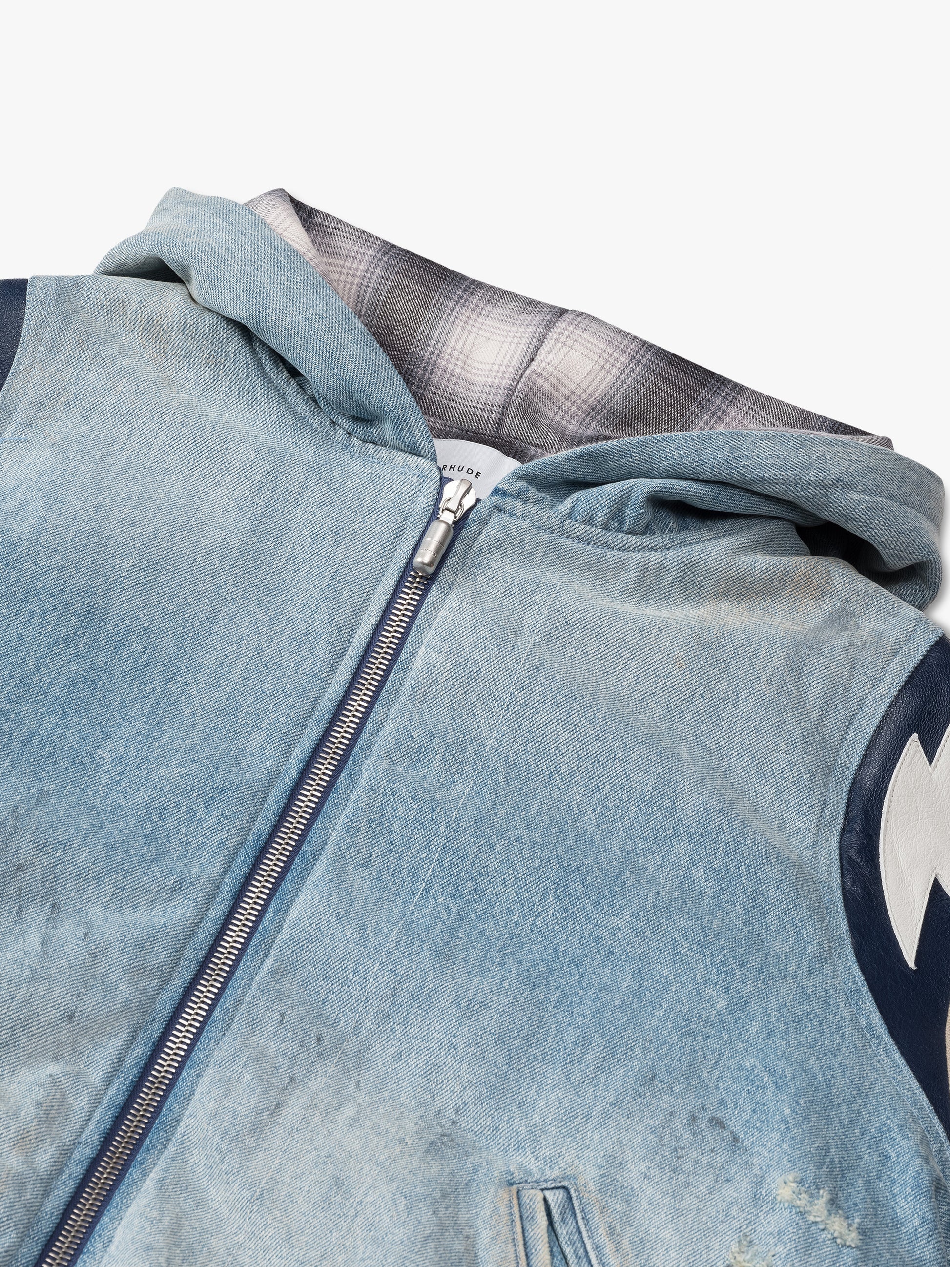 LIGHTNING DENIM HOODED VARSITY JACKET - 3