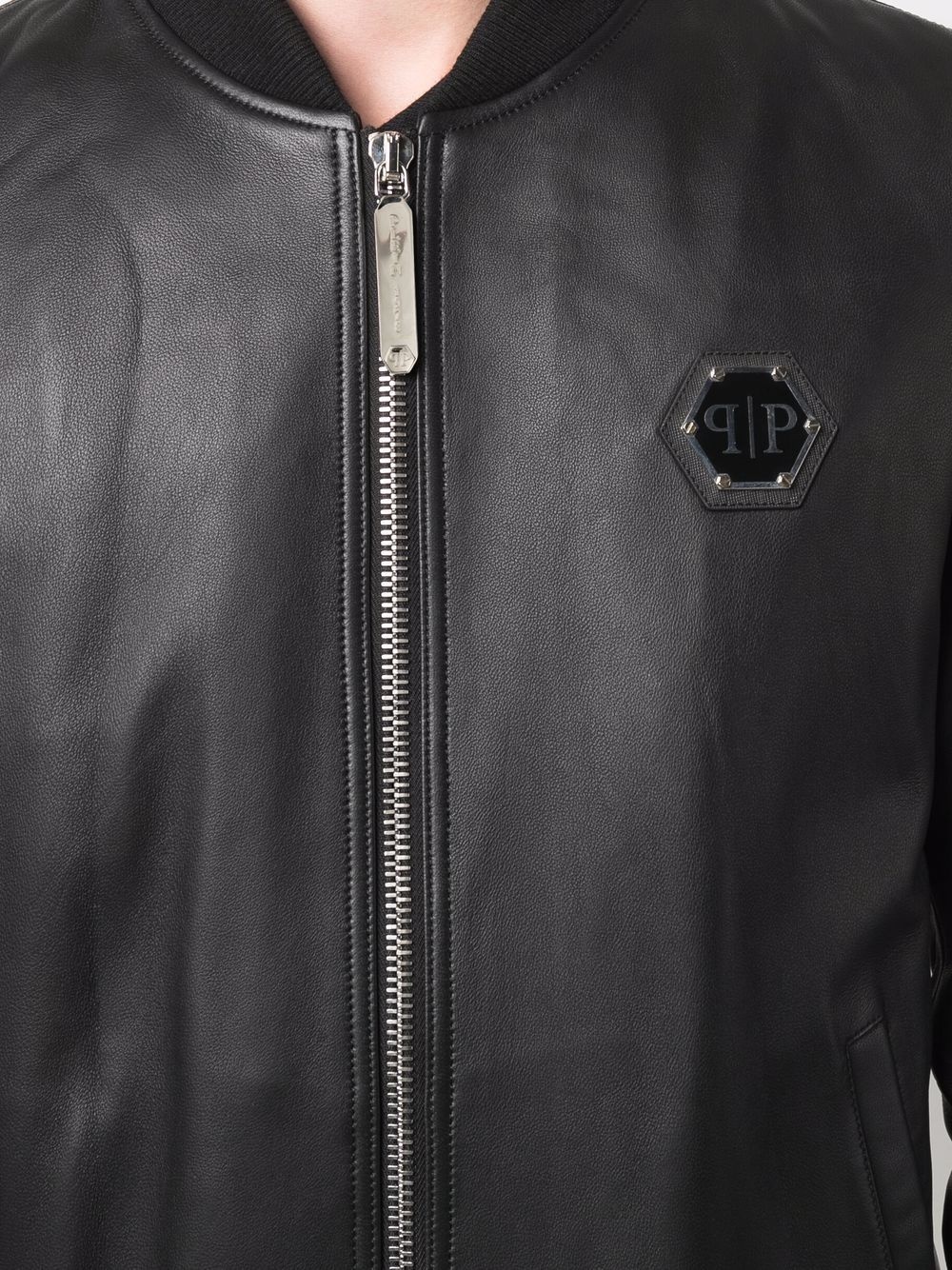 logo zipped bomber jacket - 5