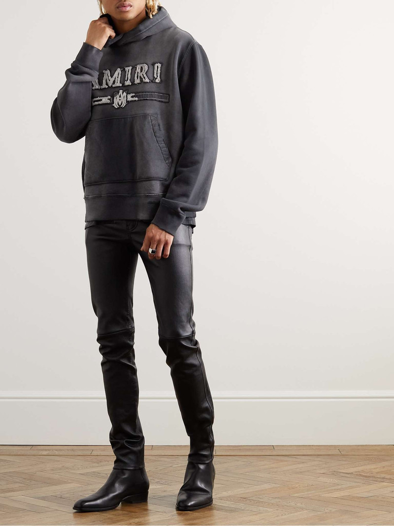 AMIRI Logo-Appliquéd Distressed Cotton-Jersey Hoodie outlook