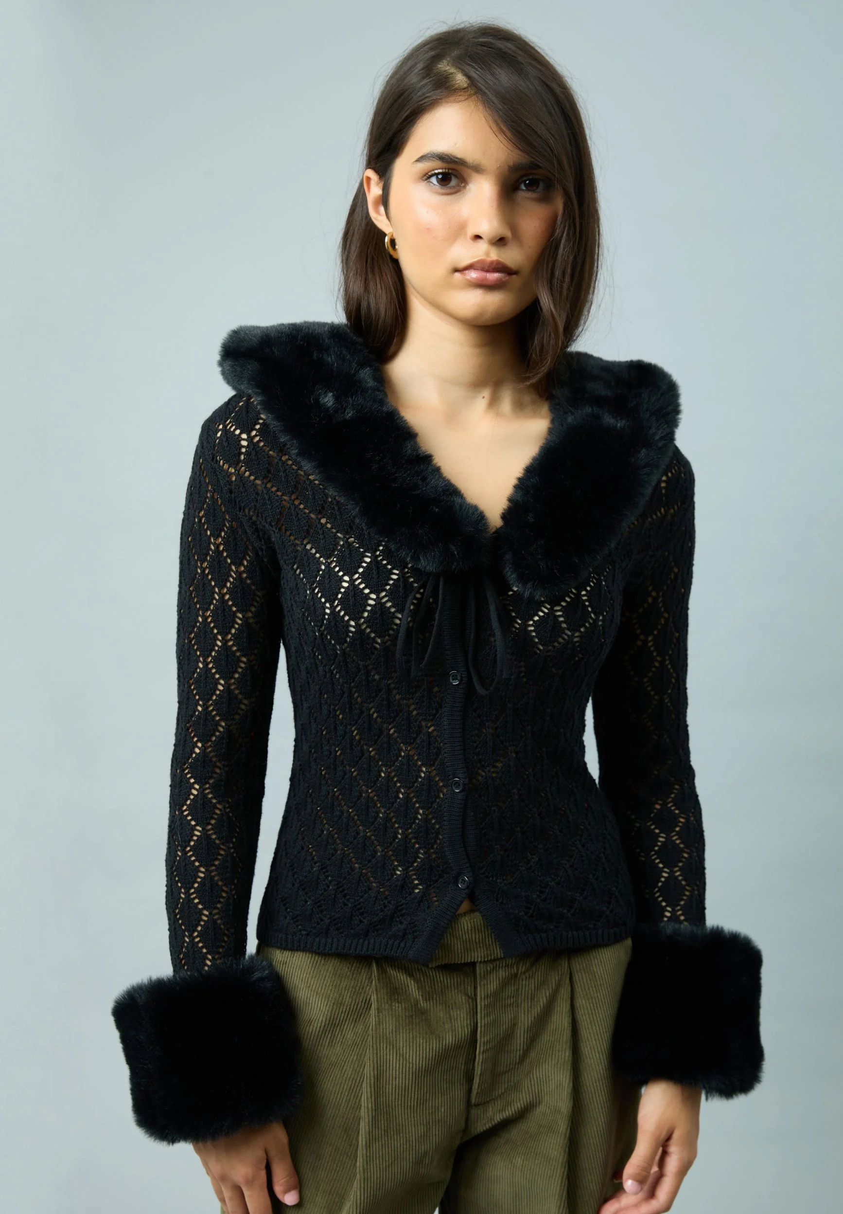 BLACK FUR COLLAR PEGGY - 1