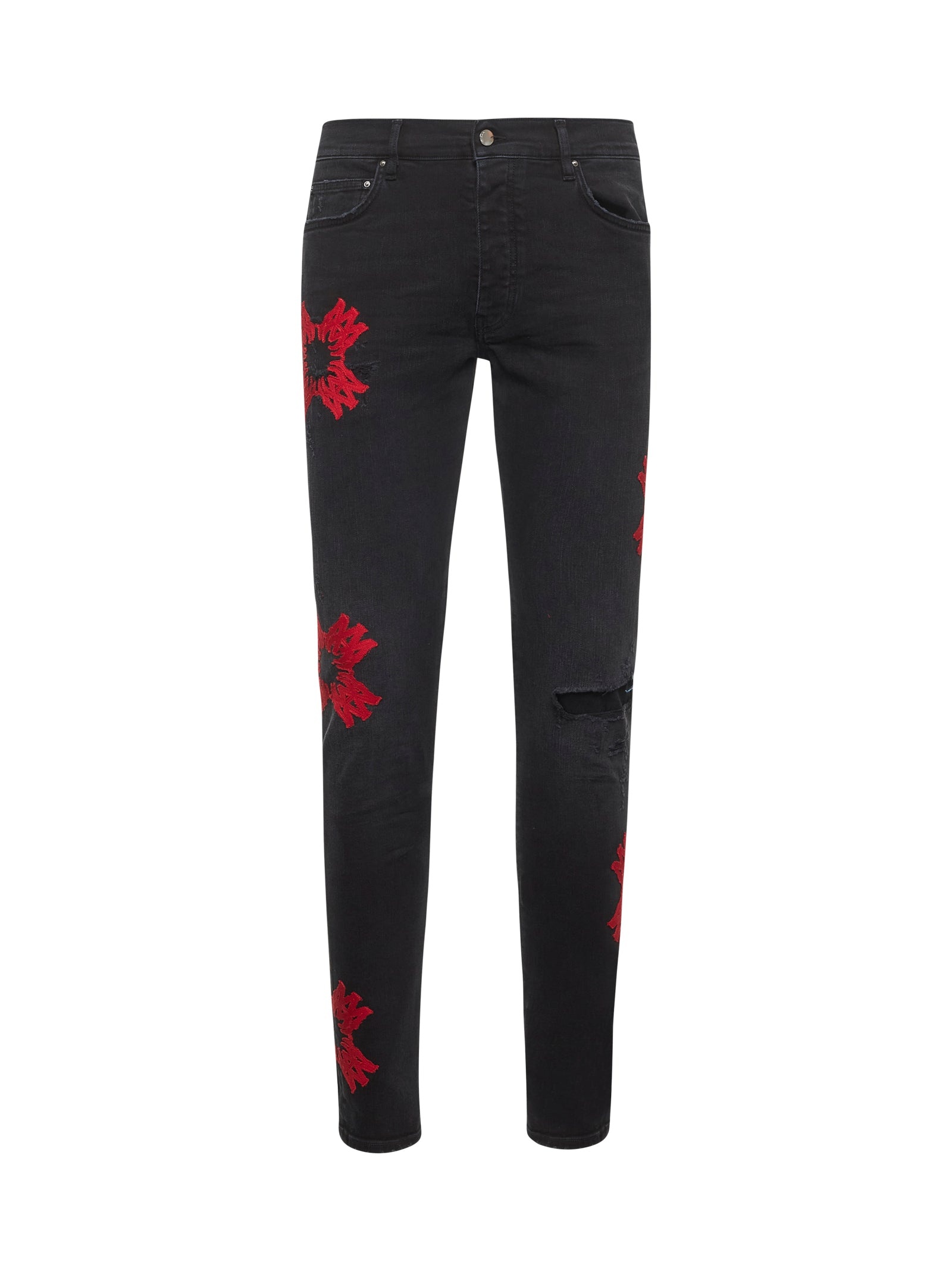 Black denim MA Quad Applique Skinny jeans - 1