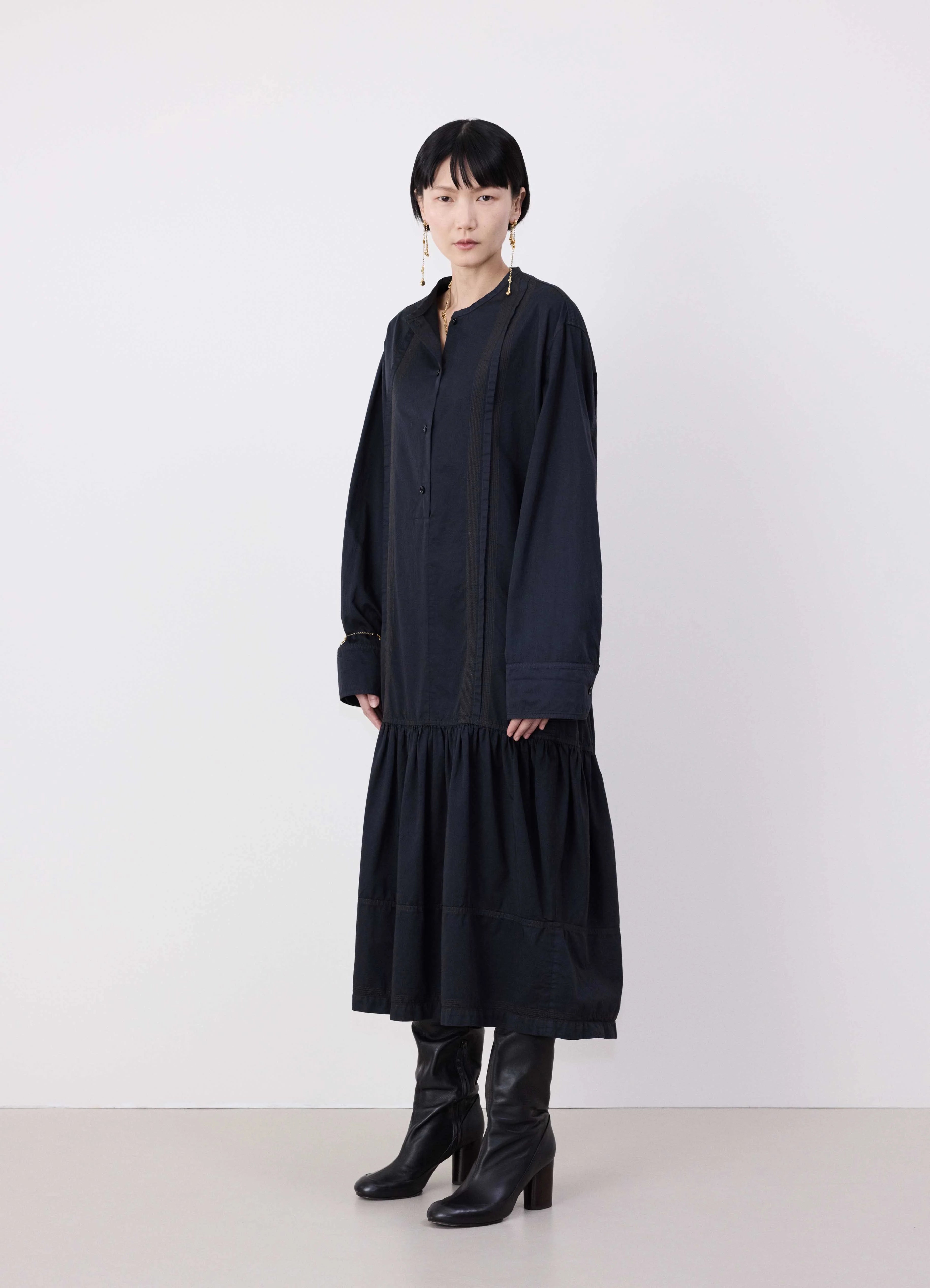 MULTI-TOPSTITCH GATHERED DRESS - 2