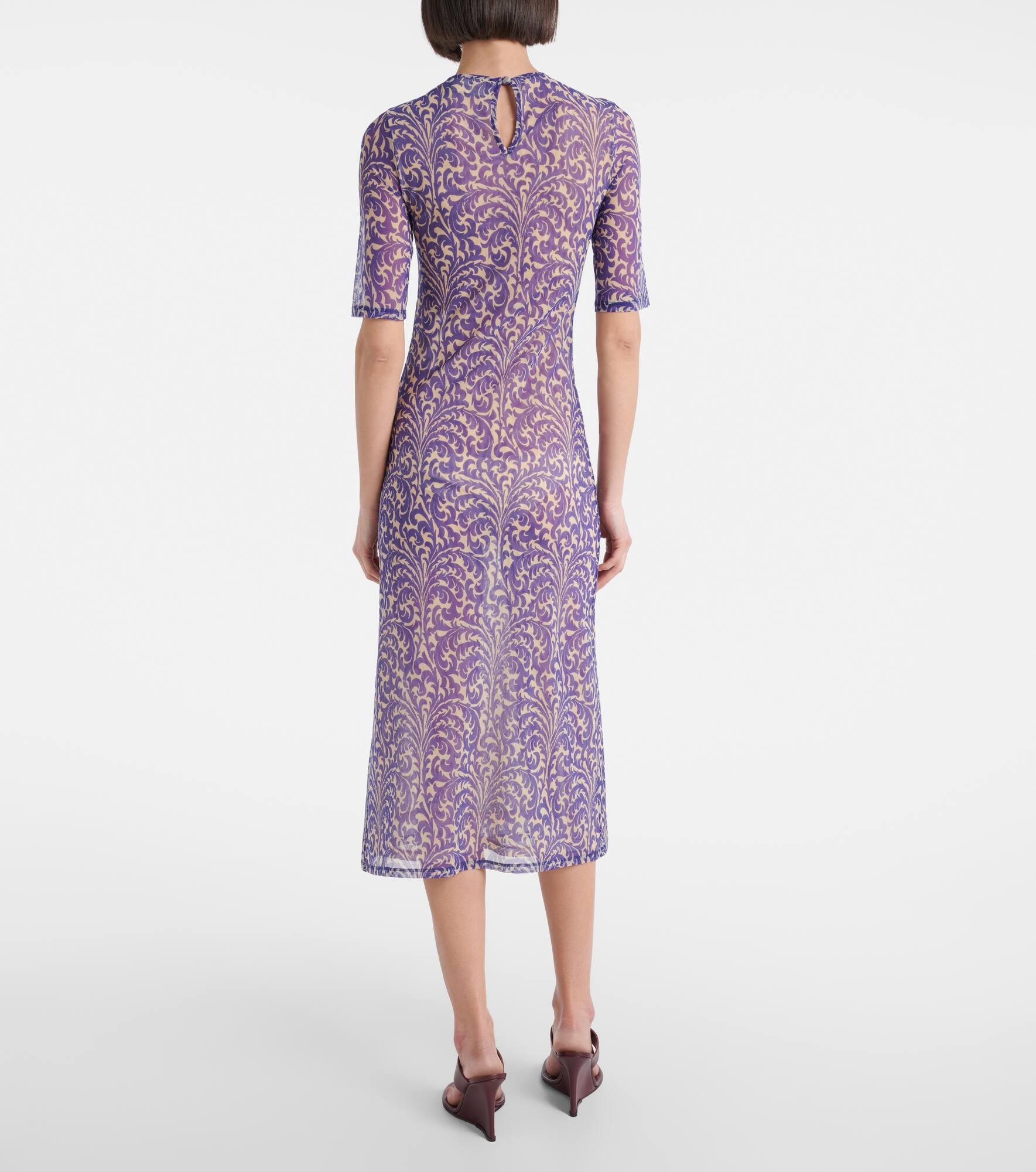Printed mesh midi dress - 3