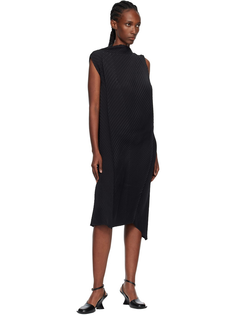ISSEY MIYAKE Black Soft Fold Pleats Midi Dress outlook