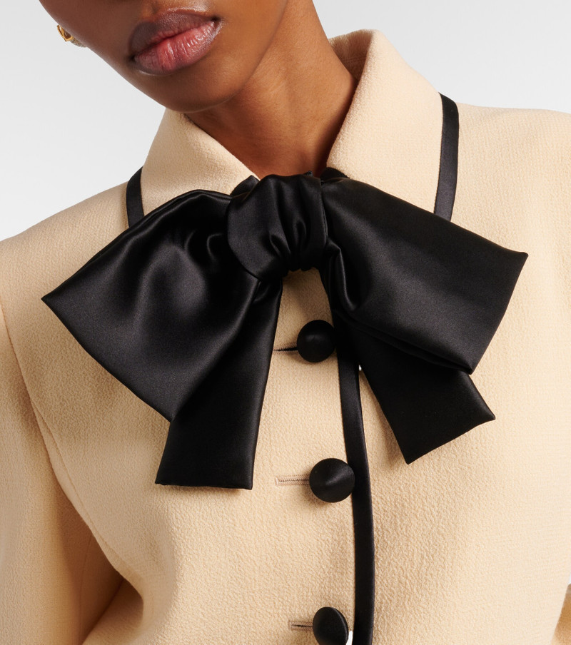 Bow-detail virgin wool crêpe jacket 3