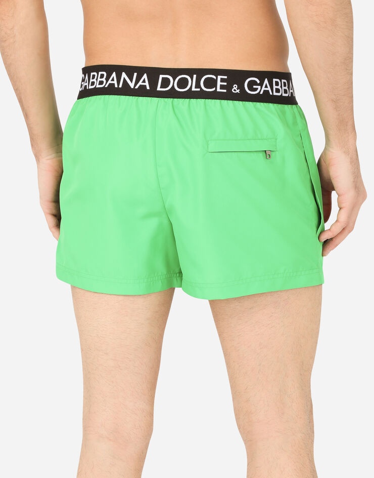 Short swim trunks with branded stretch waistband - 5