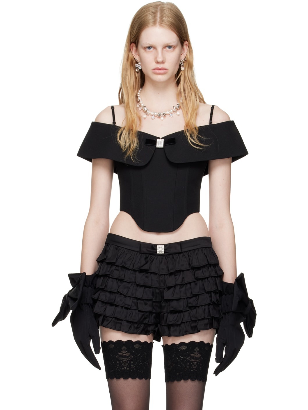 Black Off-The-Shoulder Corset - 1