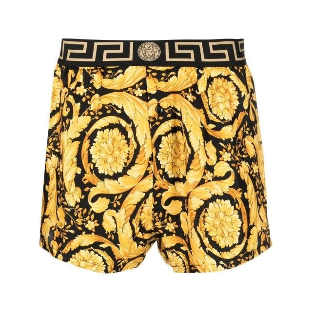 Barocco print silk boxer shorts - 1