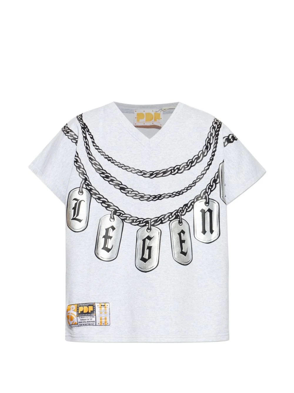 chain print V-neck T-shirt - 1