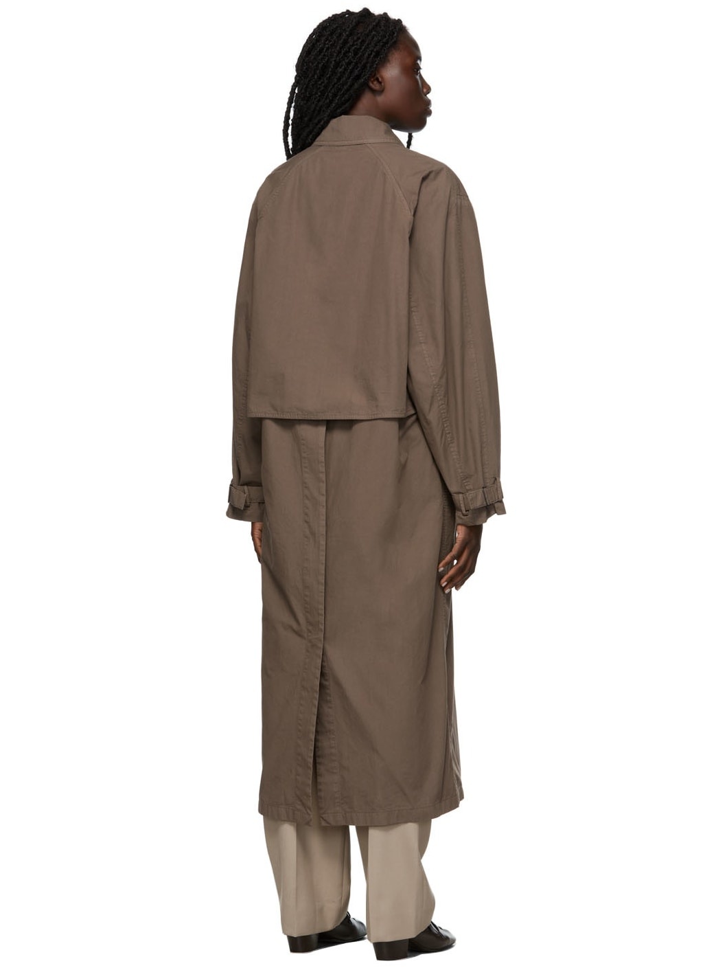 Brown Storm Flap Trench Coat - 3