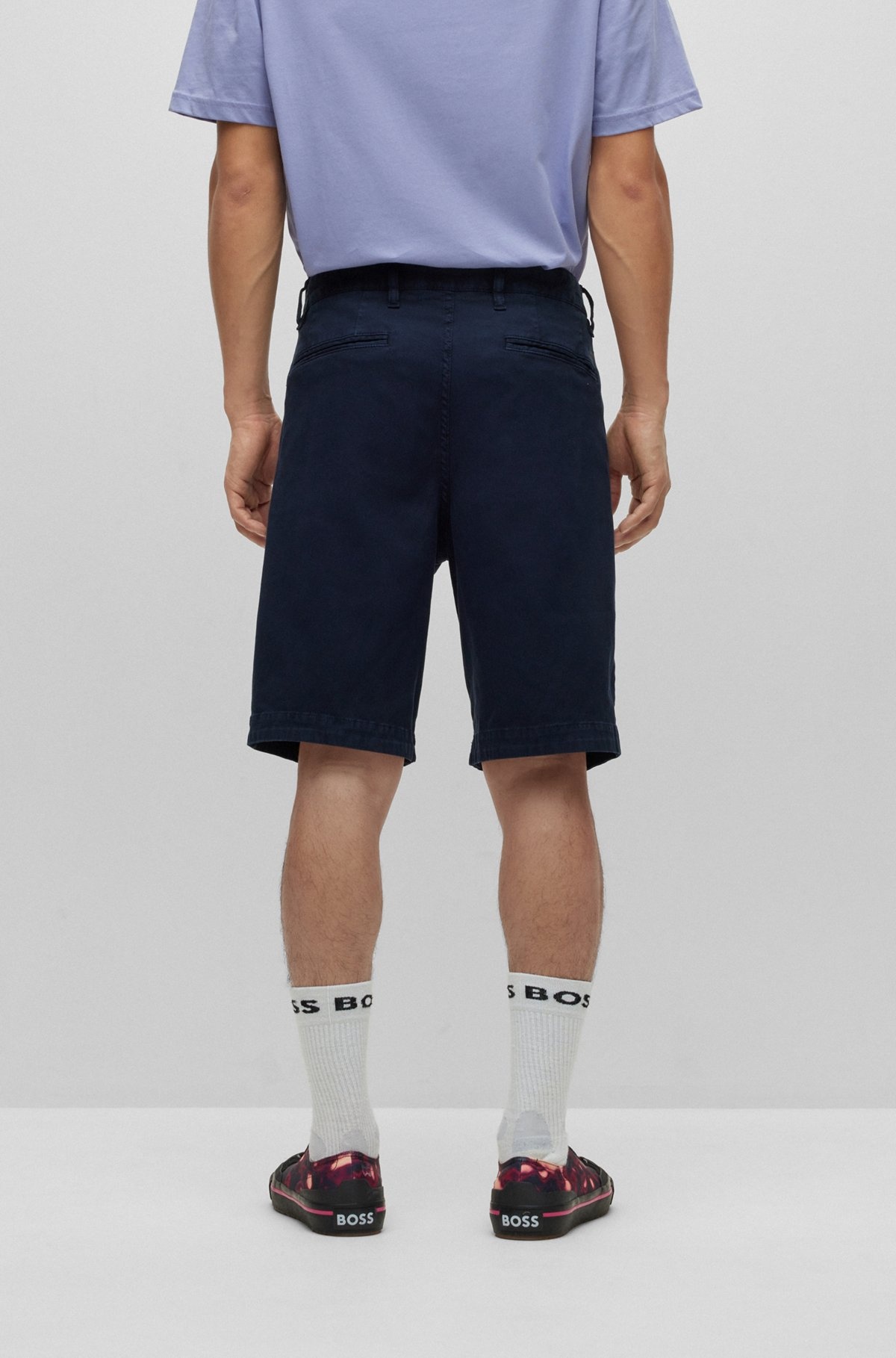 TAPERED-FIT SHORTS IN A COTTON BLEND - 4
