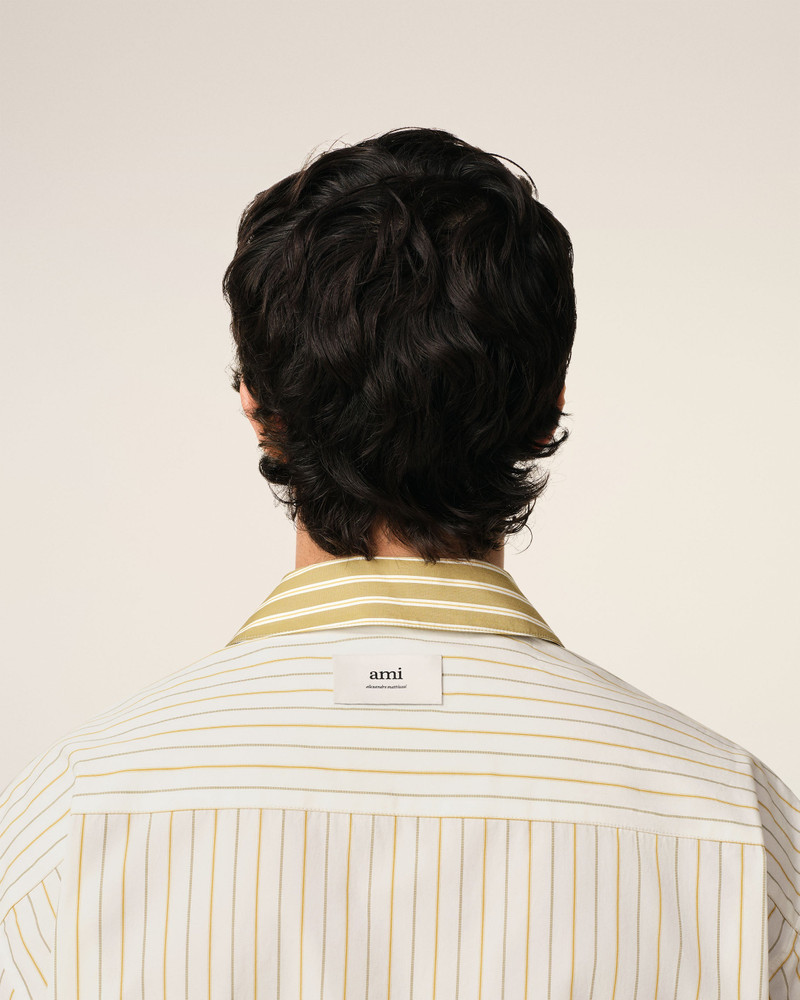 WHITE AND KHAKI COTTON SHORT SLEEVE BOXY SHIRT 4