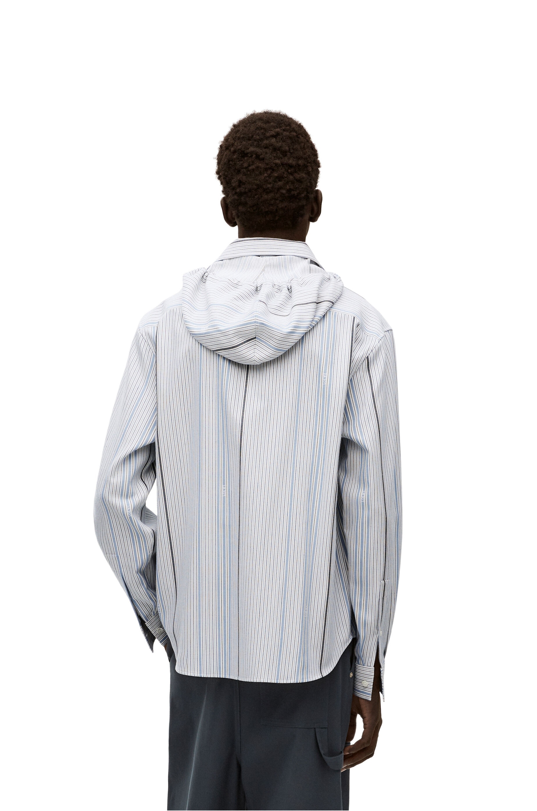 LOEWE jacquard hooded shirt in wool and cotton - 4