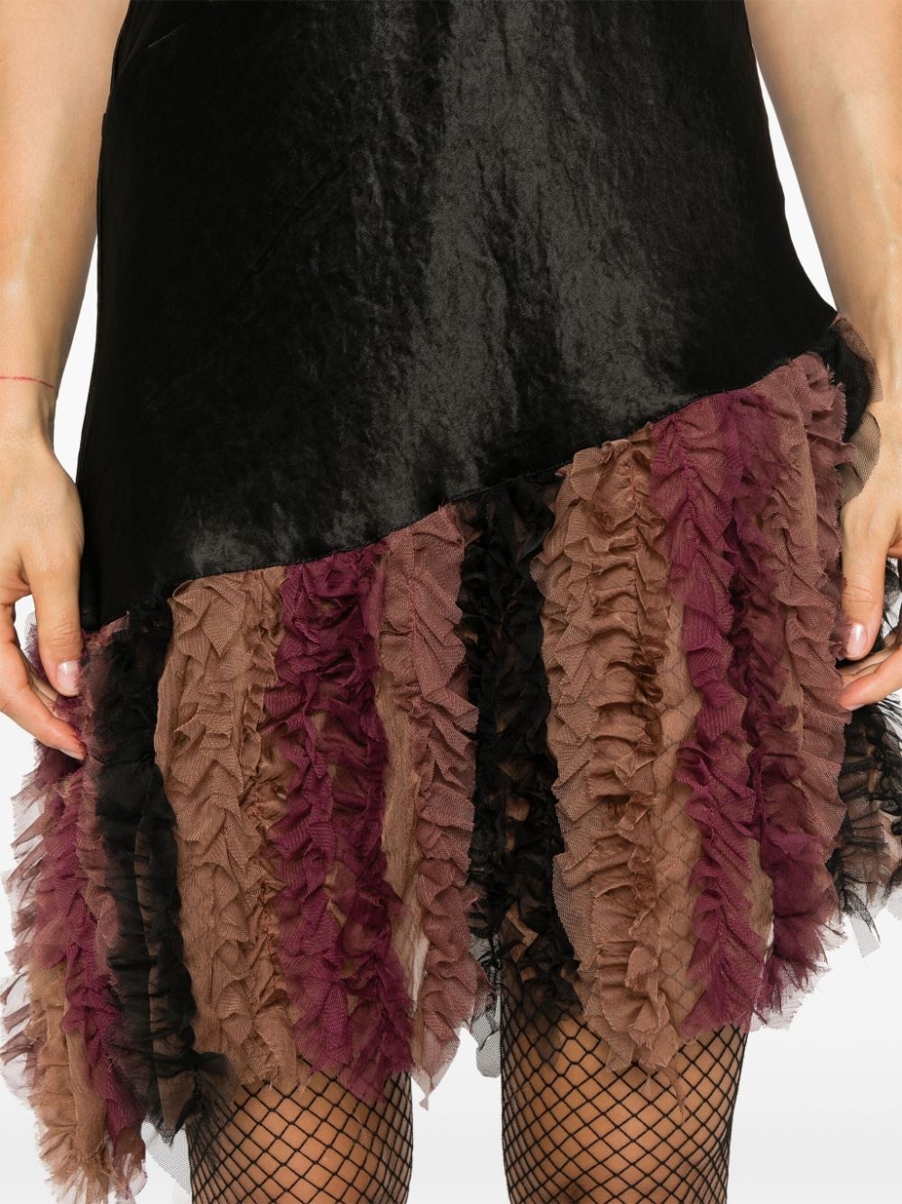 chiffon-detail slip dress - 5