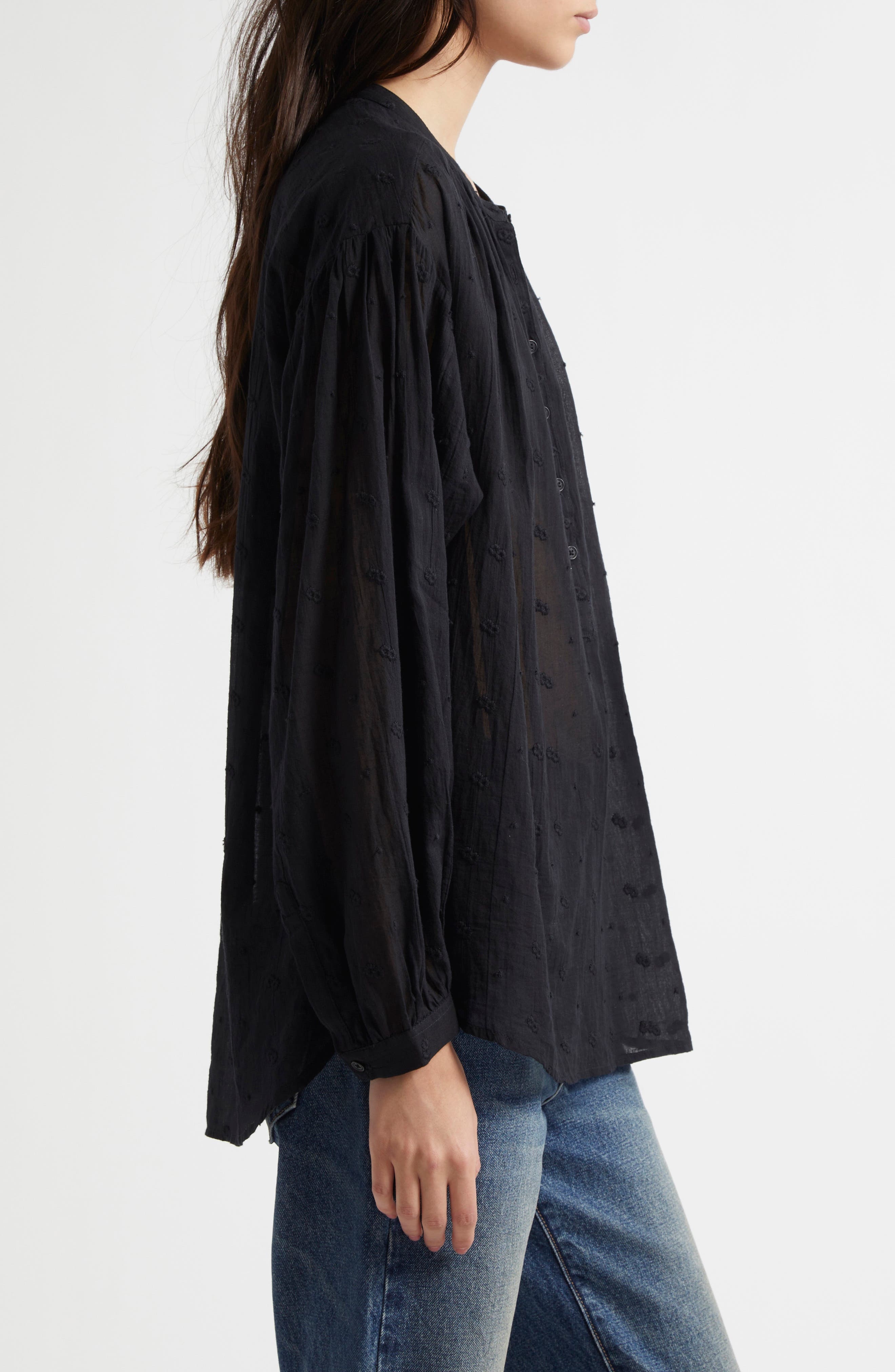 Nili Lotan Neville Embroidered Shirt in Black at Nordstrom - 4