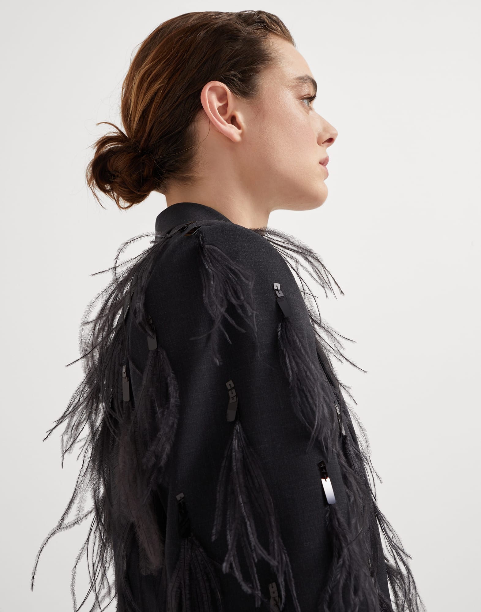 Tropical luxury wool blazer with dazzling feather embroidery - 3