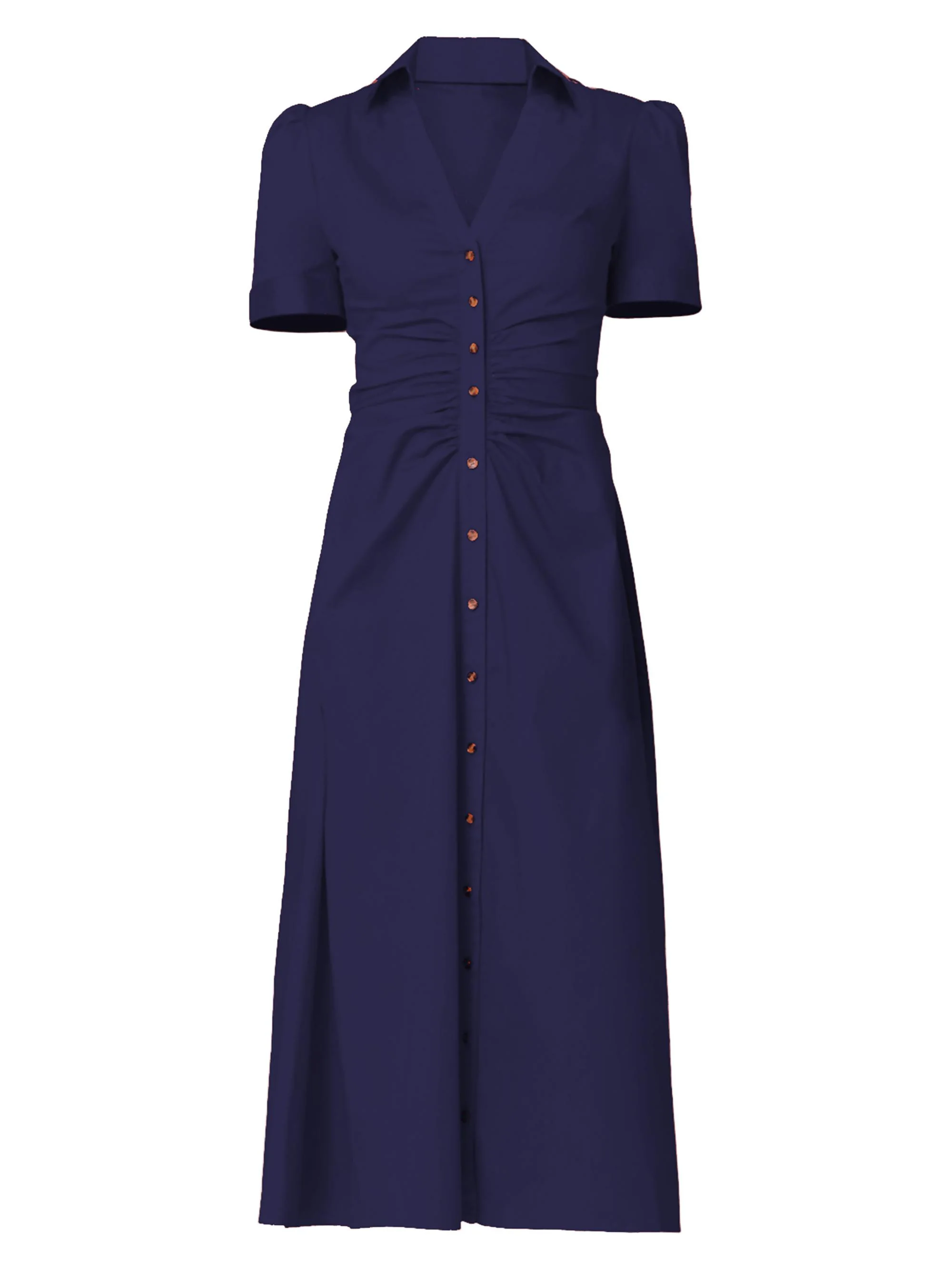 Women's Barnet Gathered Waist Midi-Dress - Navy - 1