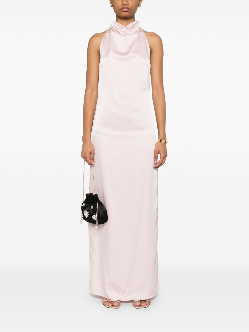 satin halterneck dress - 2