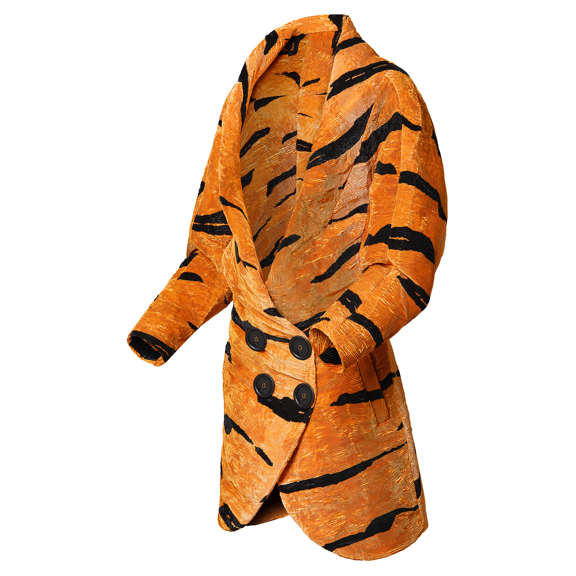 Pleated Tiger Print Coat - 2