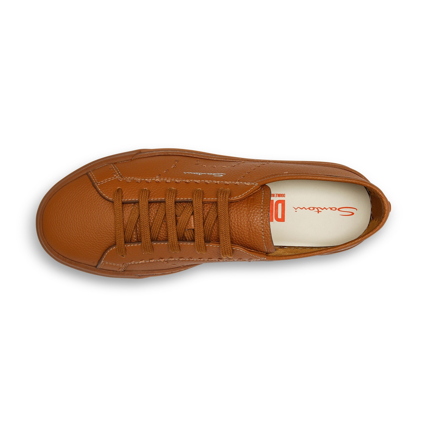 Men's brown tumbled leather Double Buckle Sneaker - 5