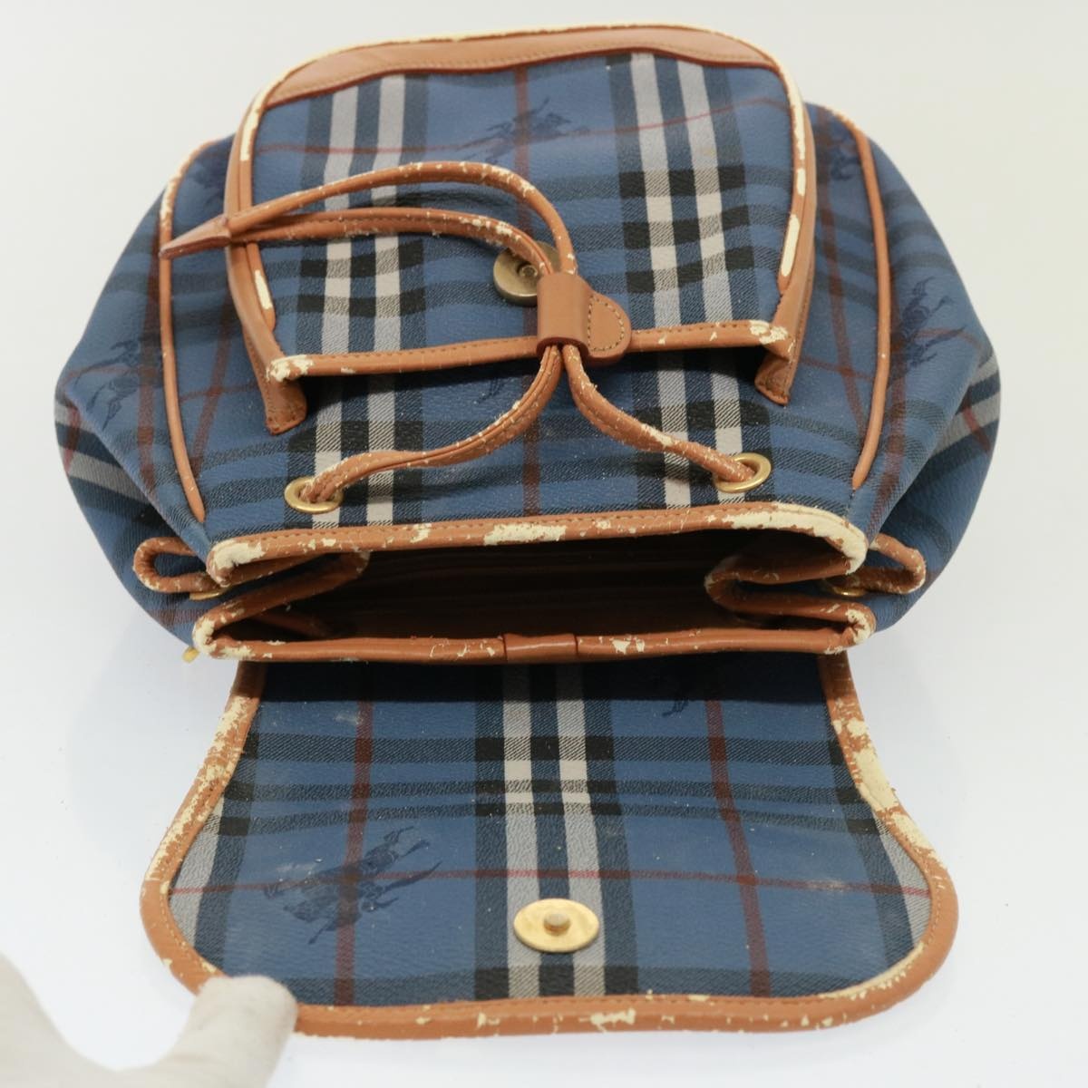 Burberry Nova Check Shoulder Bag Pvc Leather Blue - 10