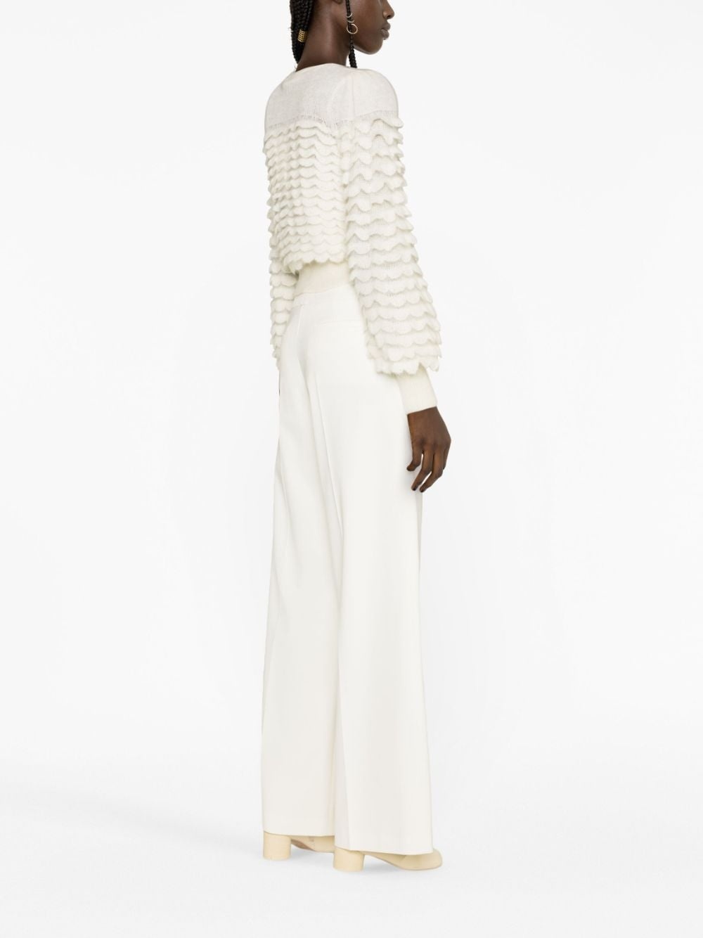 embossed-buttons palazzo pants - 3