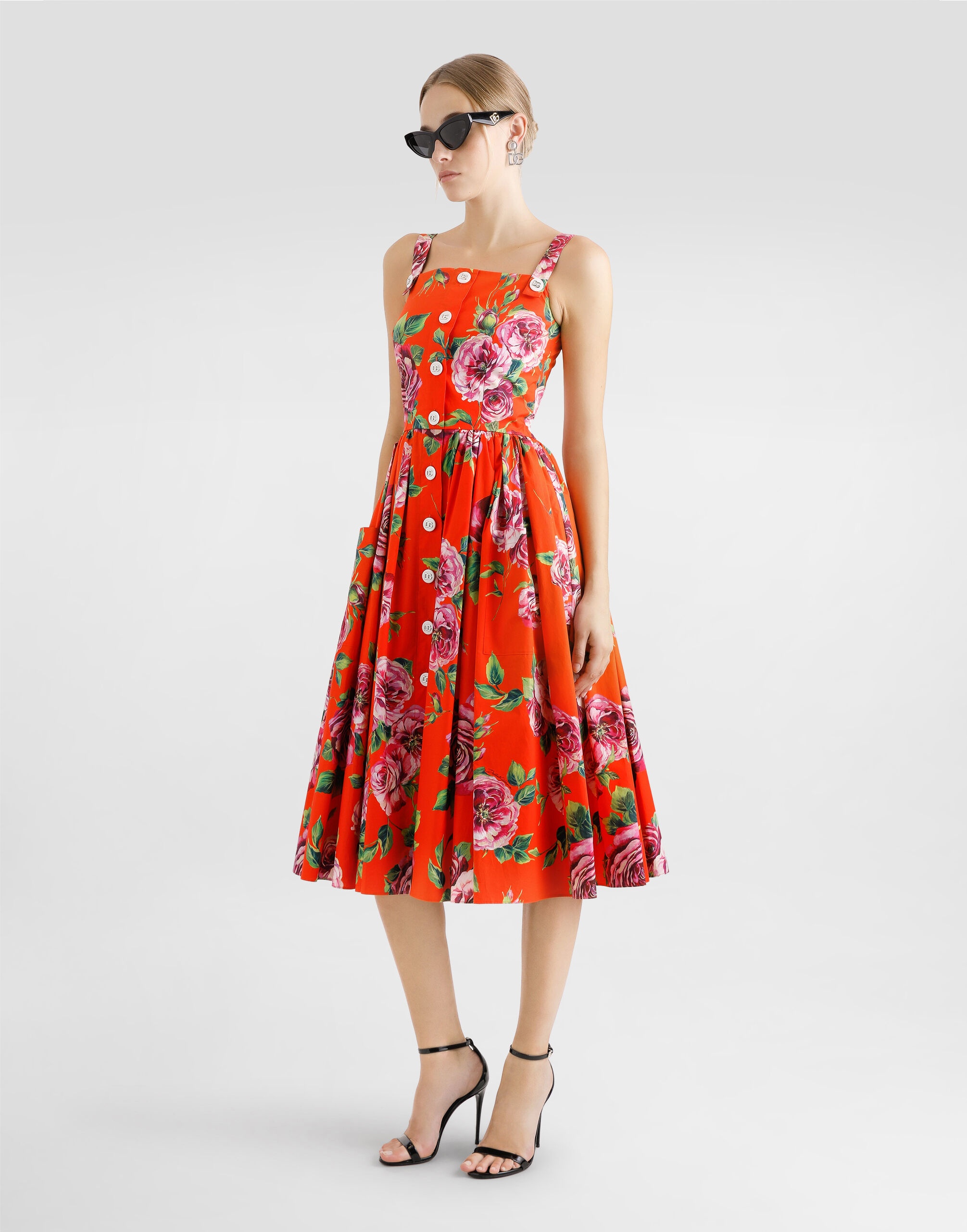 Cotton sundress with rose print - 2