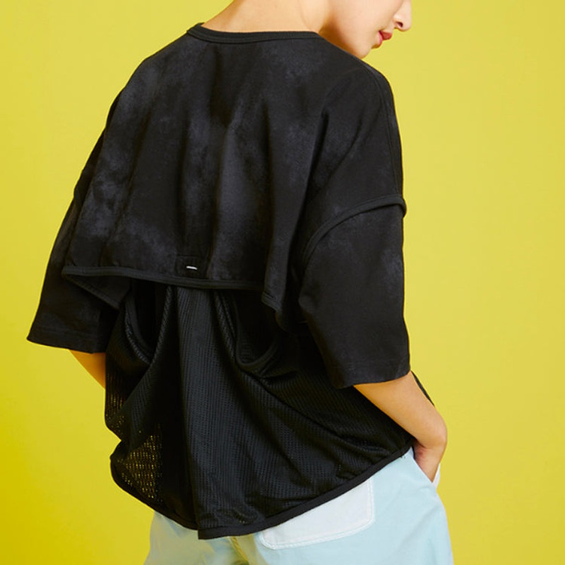 Converse (WMNS) Converse Loose Mesh Breathable Short Sleeve Black 10021458-A02 outlook
