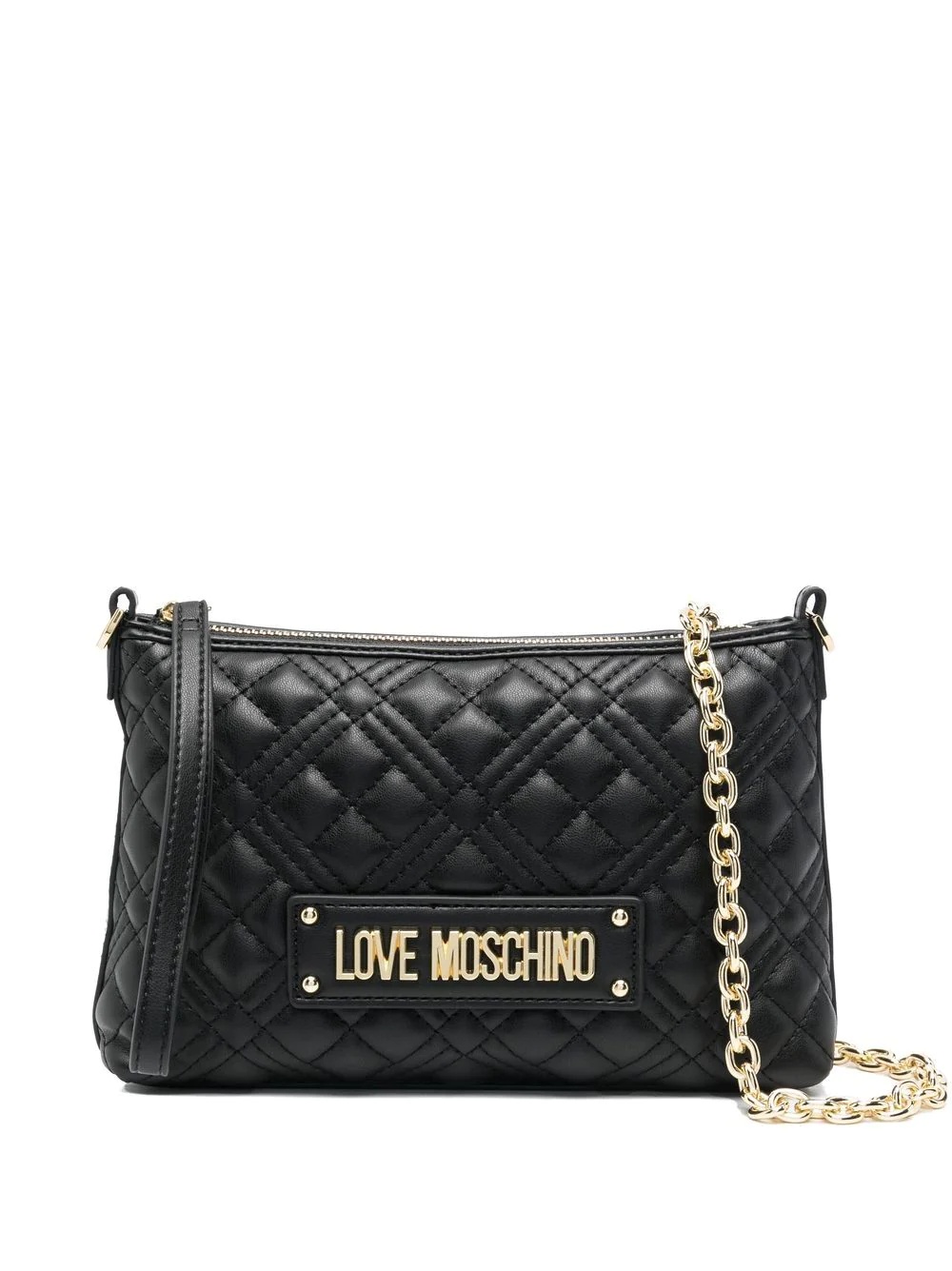 quilted faux-leather clutch - 1