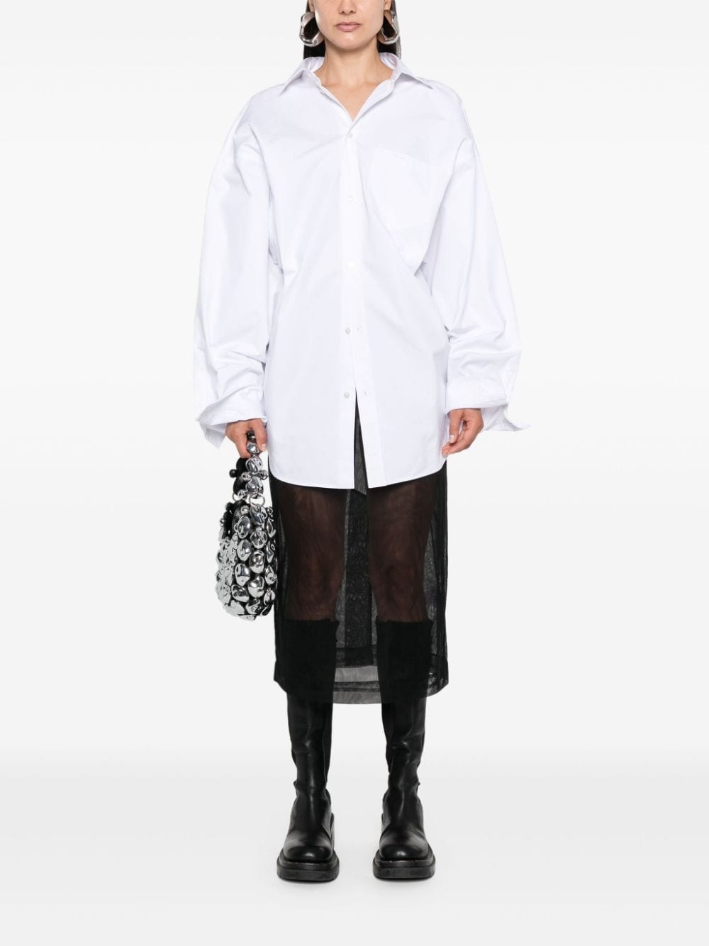 asymmetric poplin shirt - 2