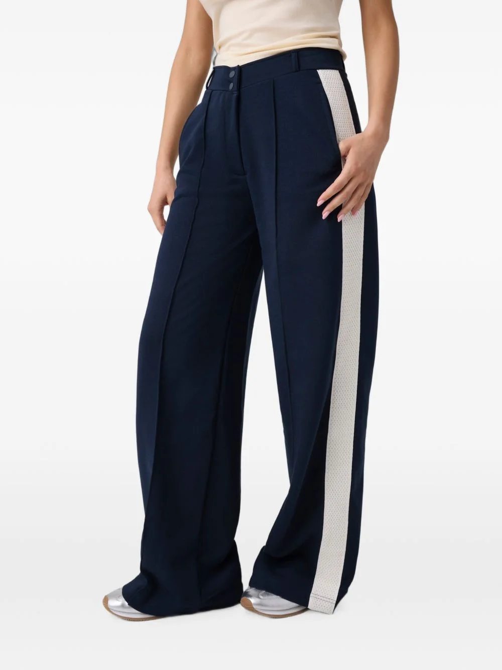 side-stripe wide-leg palazzo pants - 1