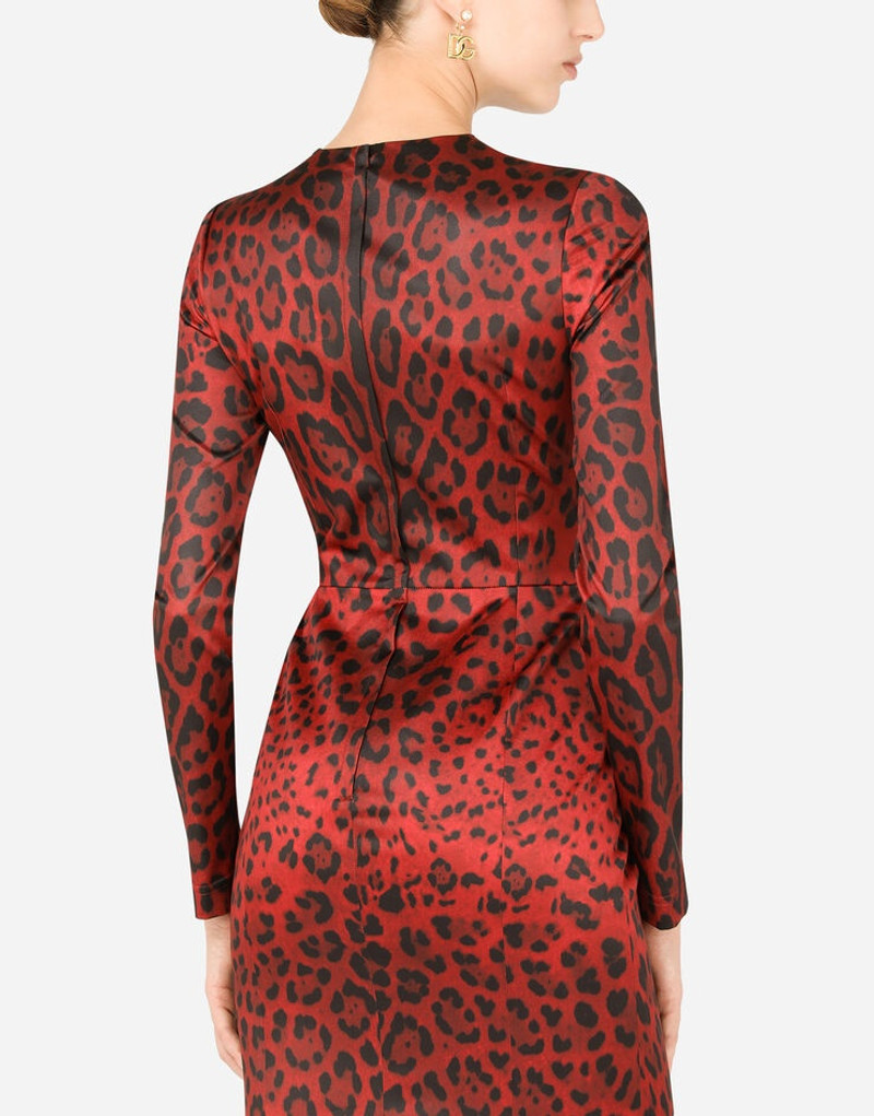 Calf-length bustier dress with leopard print 5